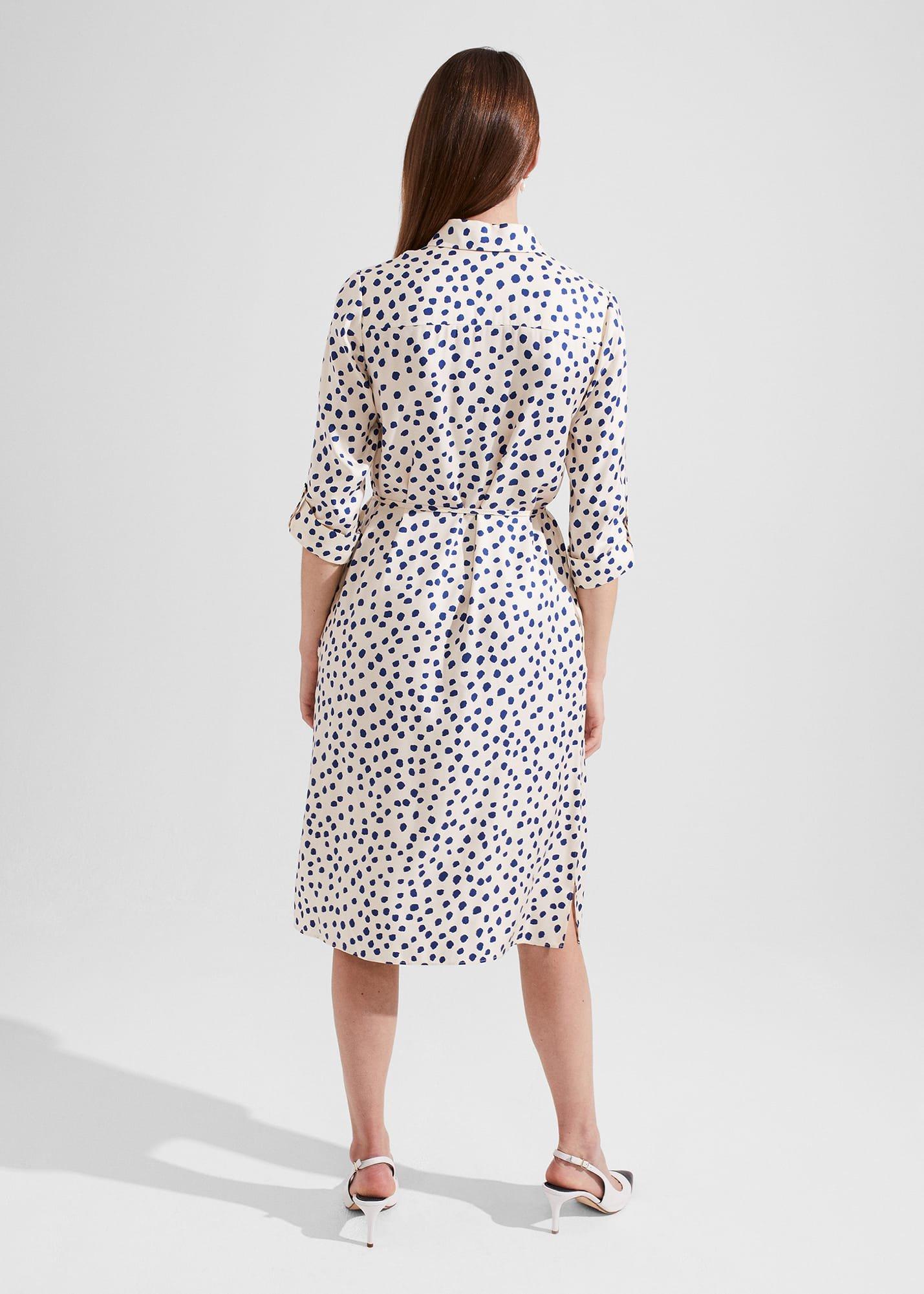 Cali Spot Shirt Dress, Ivory Deep Blue, hi-res