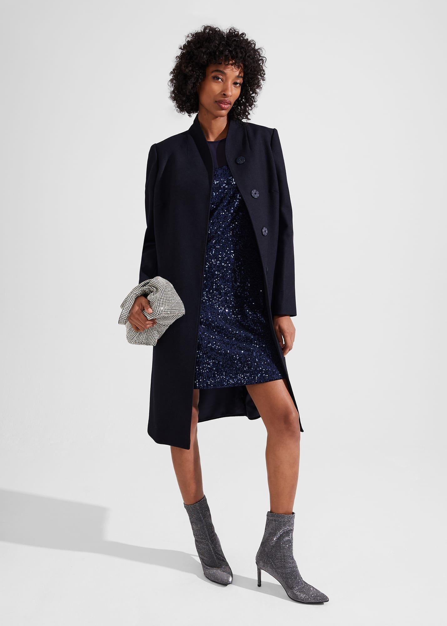 Zariah Sequin A Line Dress, Midnight Navy, hi-res