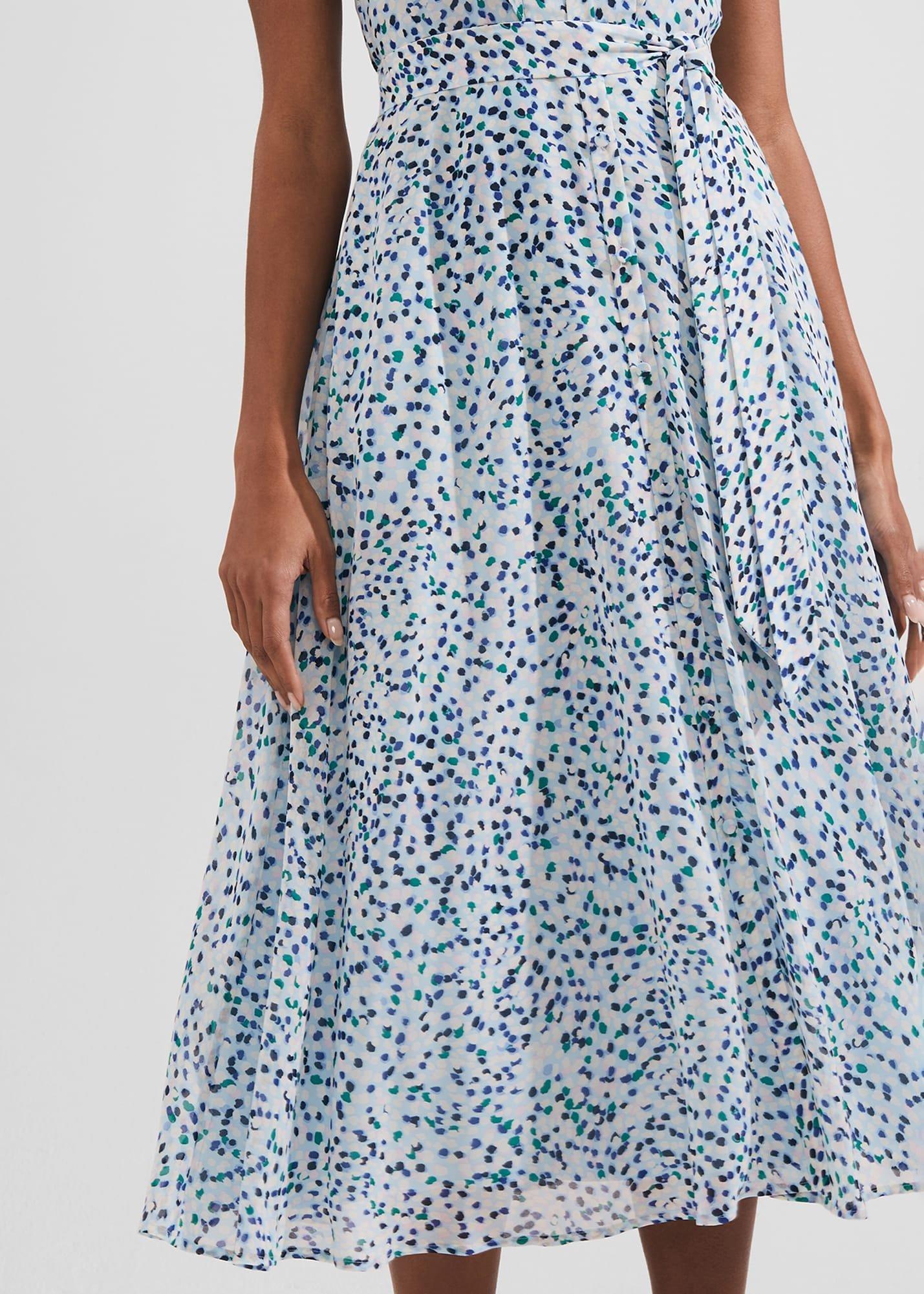 Georgiana Printed Fit And Flare Dress, Blue Multi, hi-res