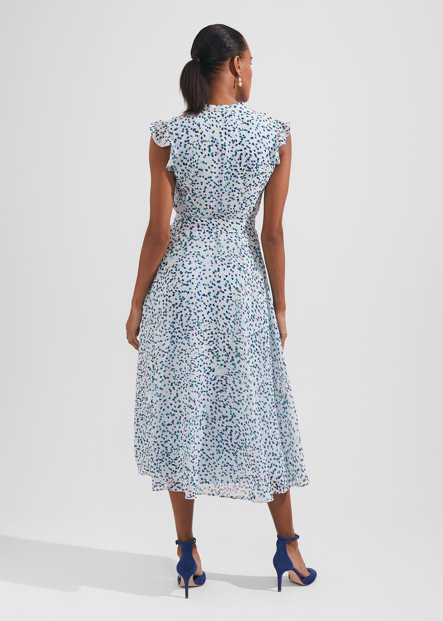 Georgiana Printed Fit And Flare Dress, Blue Multi, hi-res
