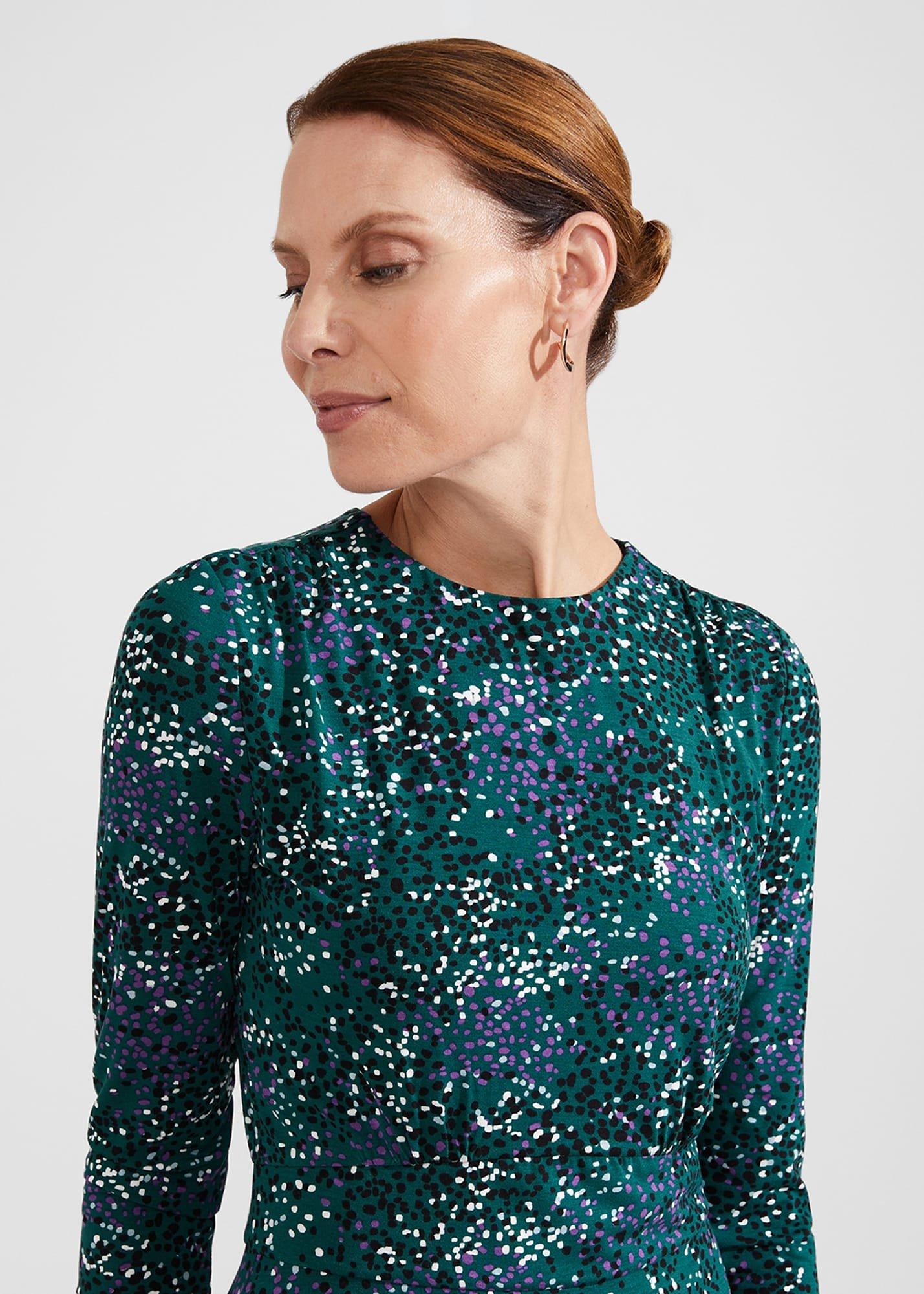 Ami Jersey Dress, Deep Teal Multi, hi-res