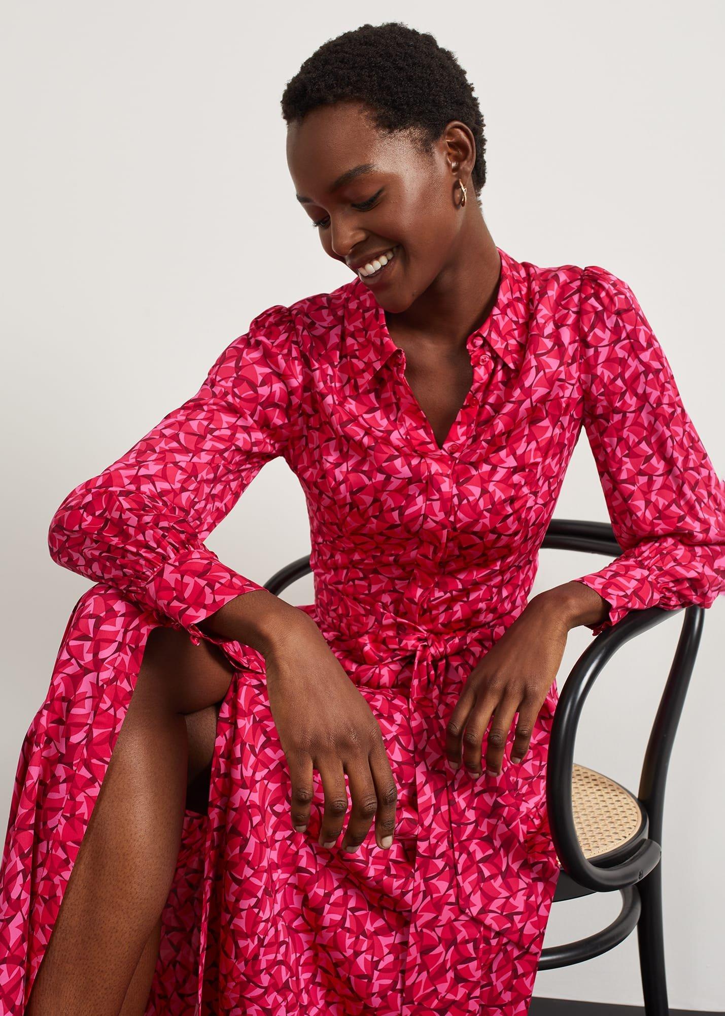 Mitford Fit And Flare Shirt Dress, Pink Multi, hi-res