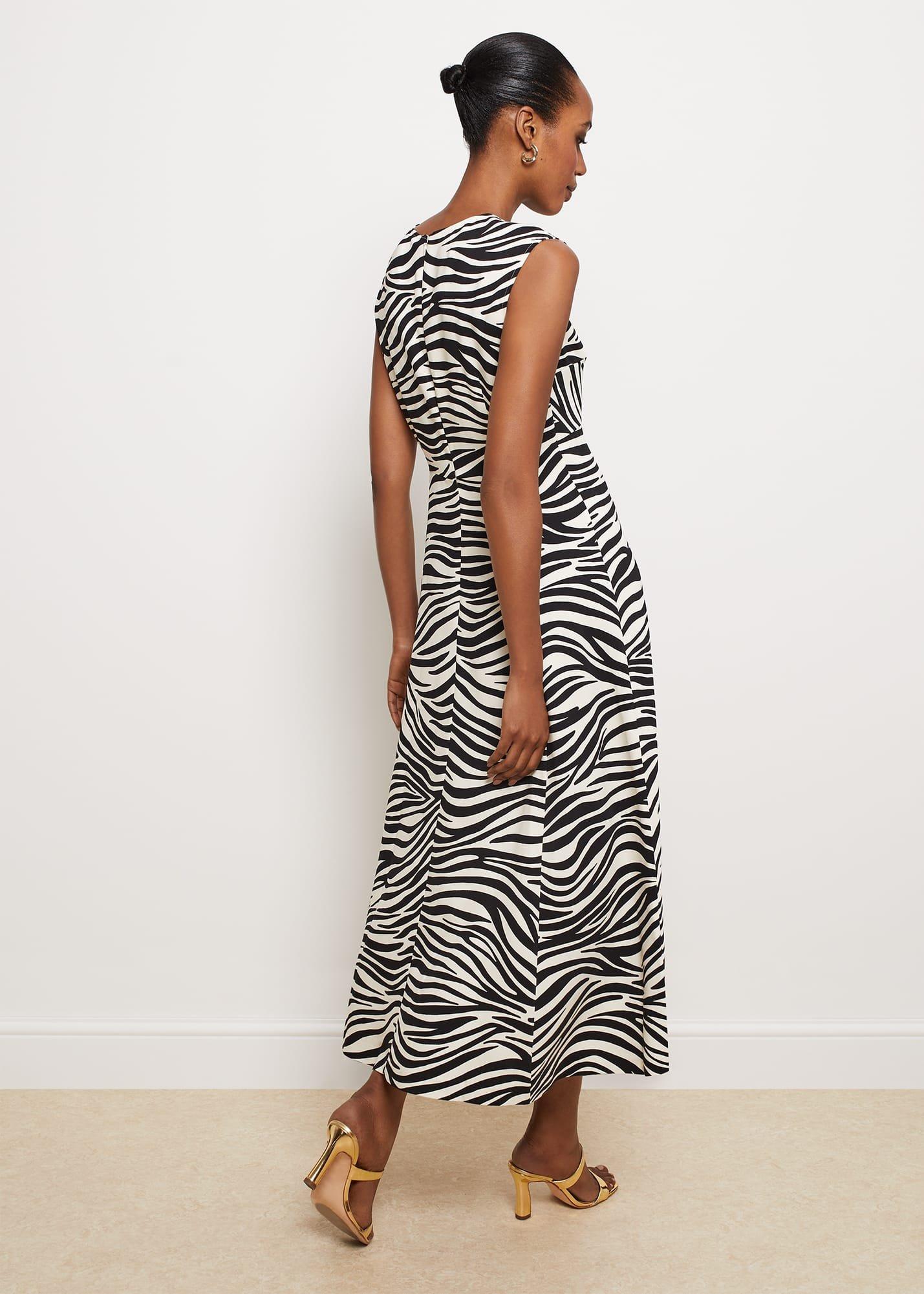 Gatcombe Fit And Flare Dress, Black Cream, hi-res