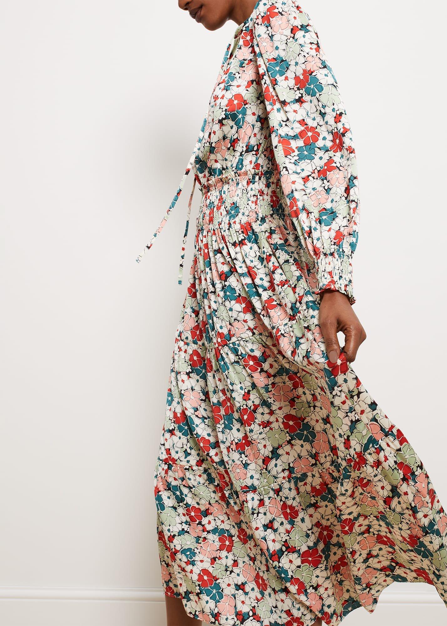 Fairfax Floral Fit And Flare Dress, Green Red Multi, hi-res