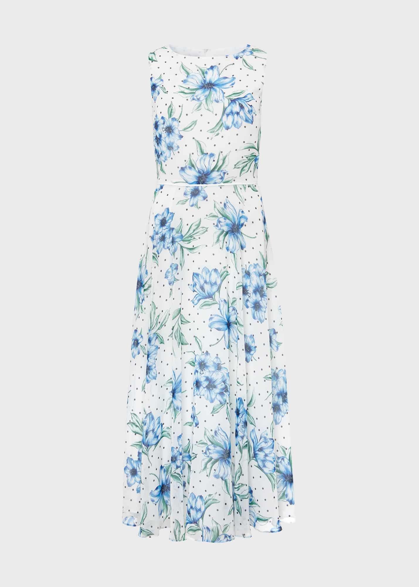 Carly Floral Midi Dress, Ivory Multi, hi-res