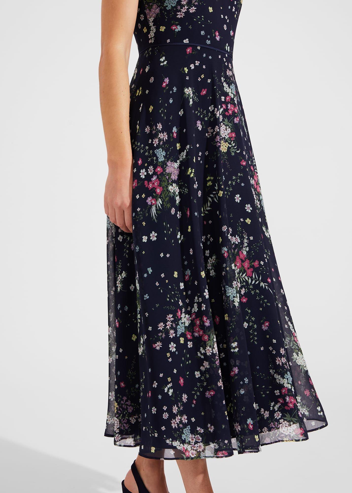 Carly Floral Fit And Flare Dress, Navy Multi, hi-res