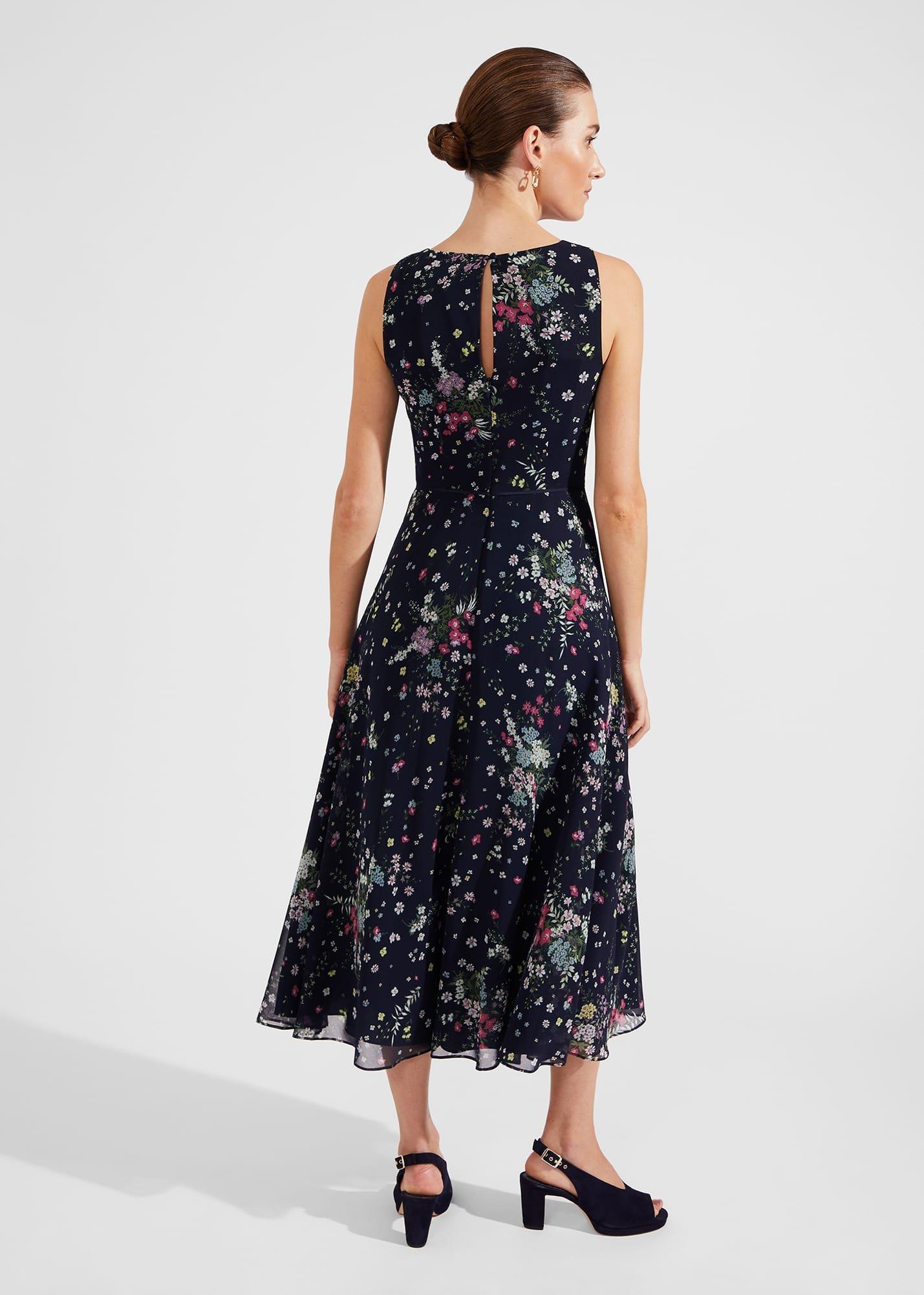 Carly Floral Fit And Flare Dress, Navy Multi, hi-res