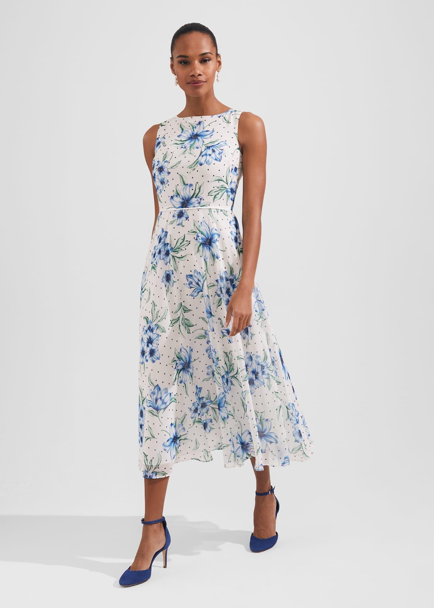 Petite Carly Floral Midi Dress, Ivory Multi, hi-res