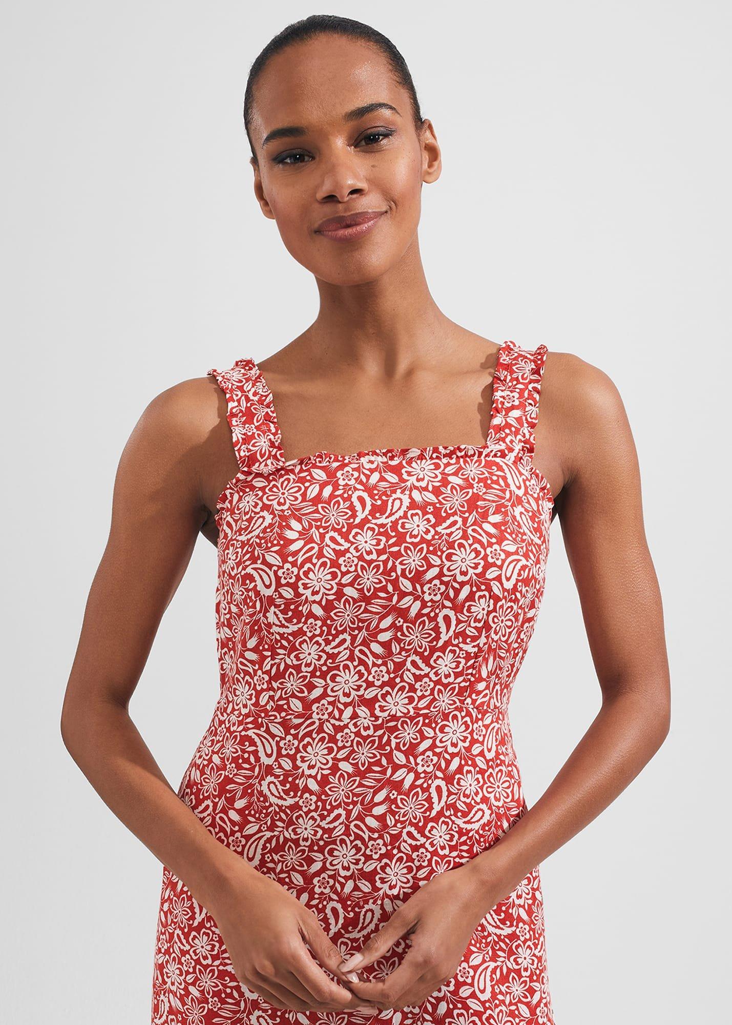 Tabitha Dress, Clay Red Ivory, hi-res