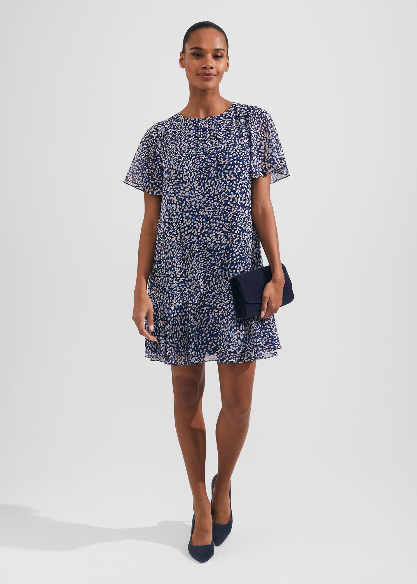 Sadie Printed A Line Dress, Navy Multi, hi-res