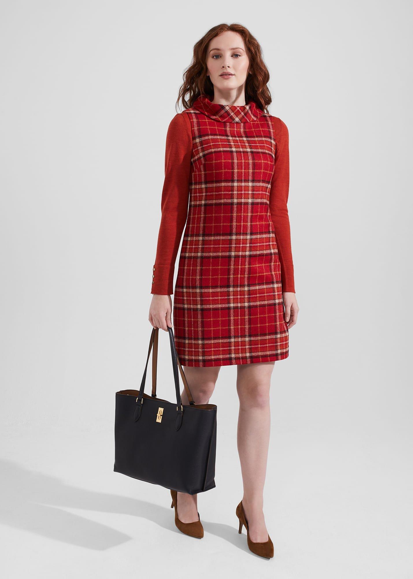 Mila Wool Dress, Red Multi, hi-res