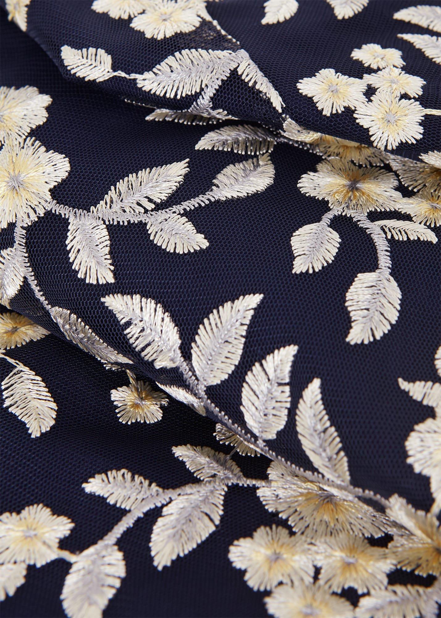 Scarlett Embroidered Dress, Navy Yellow, hi-res