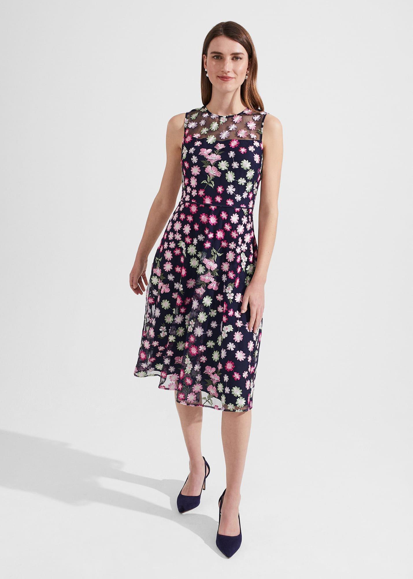 Ira Embroidered Dress, Navy Multi, hi-res