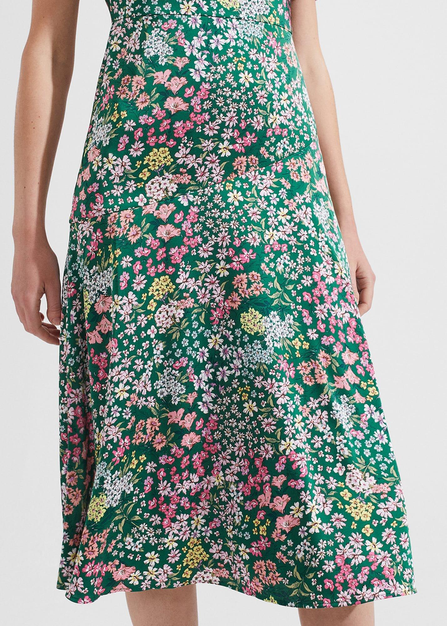 Christina Floral Fit And Flare Dress, Green Multi, hi-res