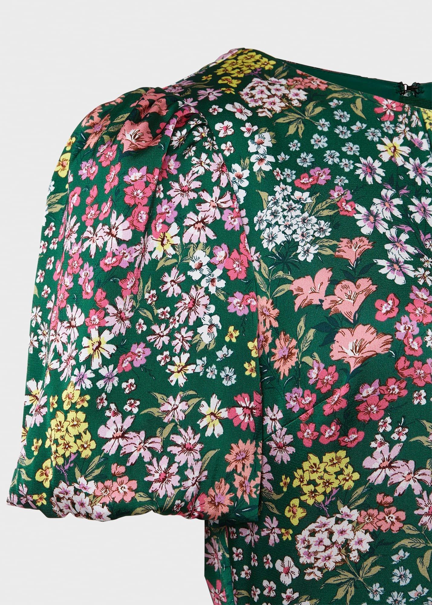 Christina Floral Fit And Flare Dress, Green Multi, hi-res