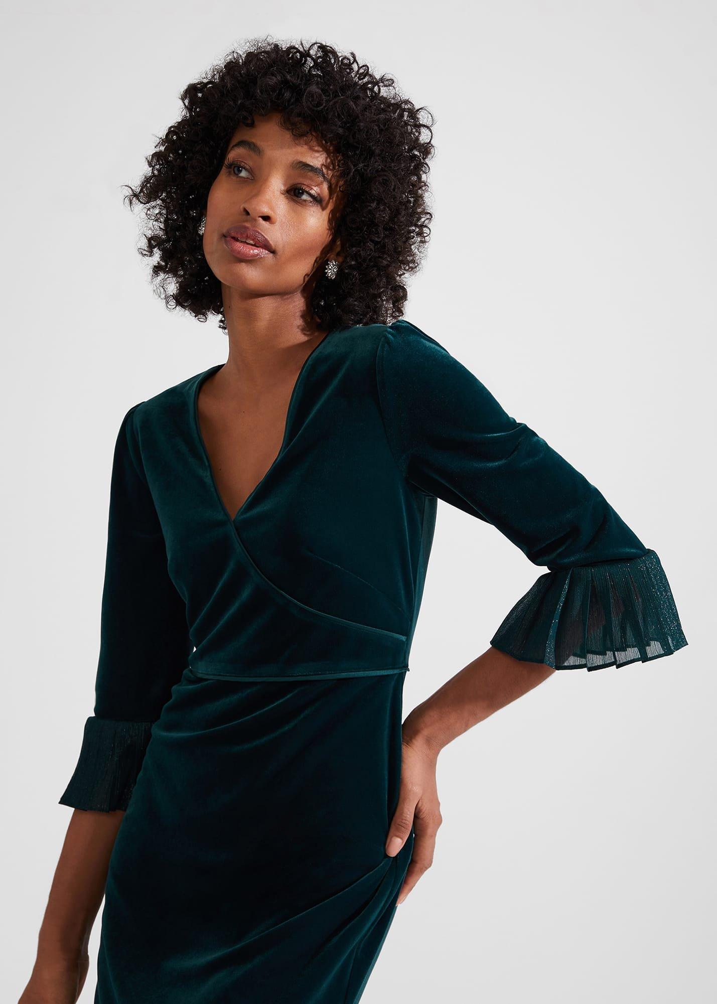 Melodie Velvet Shift Dress, Evergreen, hi-res