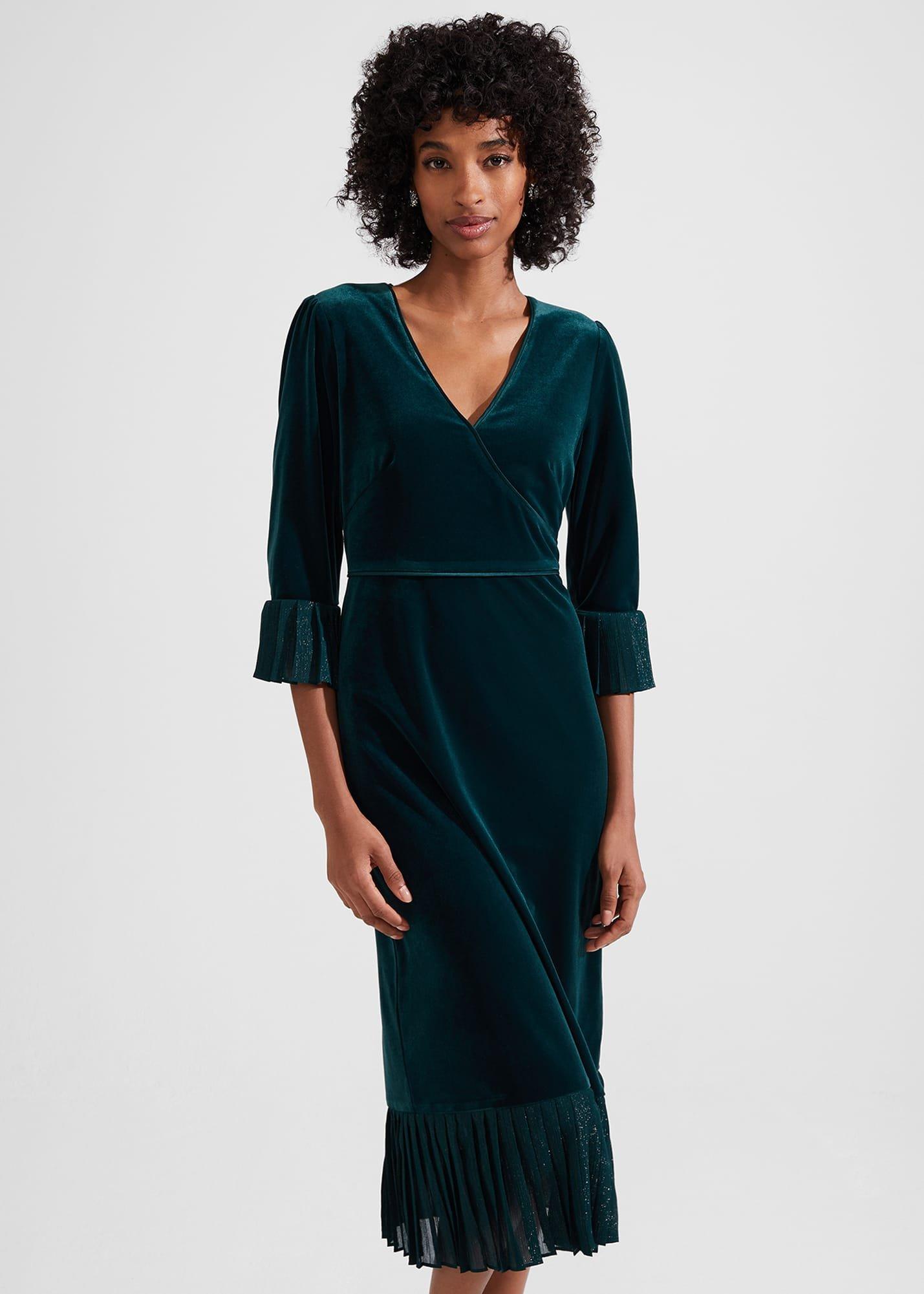 Melodie Velvet Shift Dress, Evergreen, hi-res