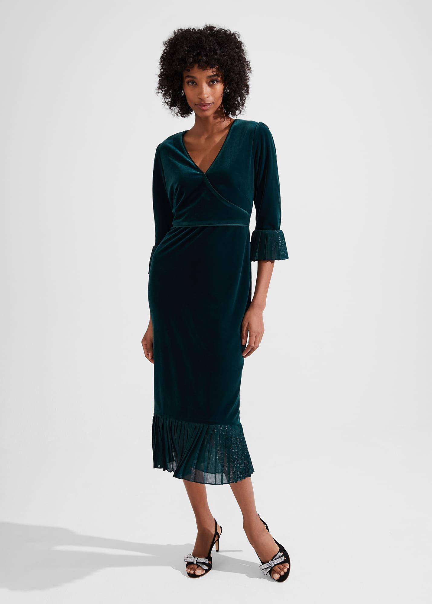 Melodie Velvet Shift Dress, Evergreen, hi-res