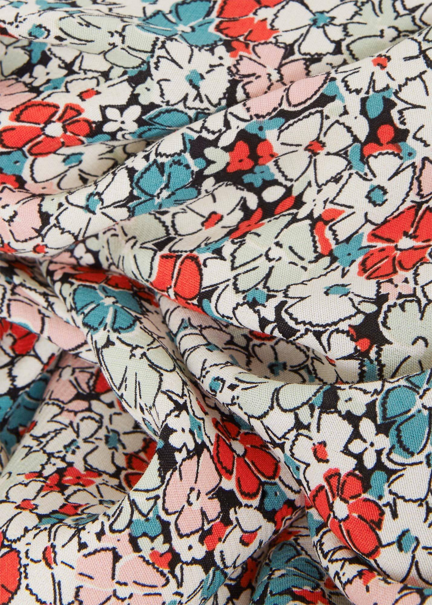 Dormer Floral Fit And Flare Dress, Green Red Multi, hi-res