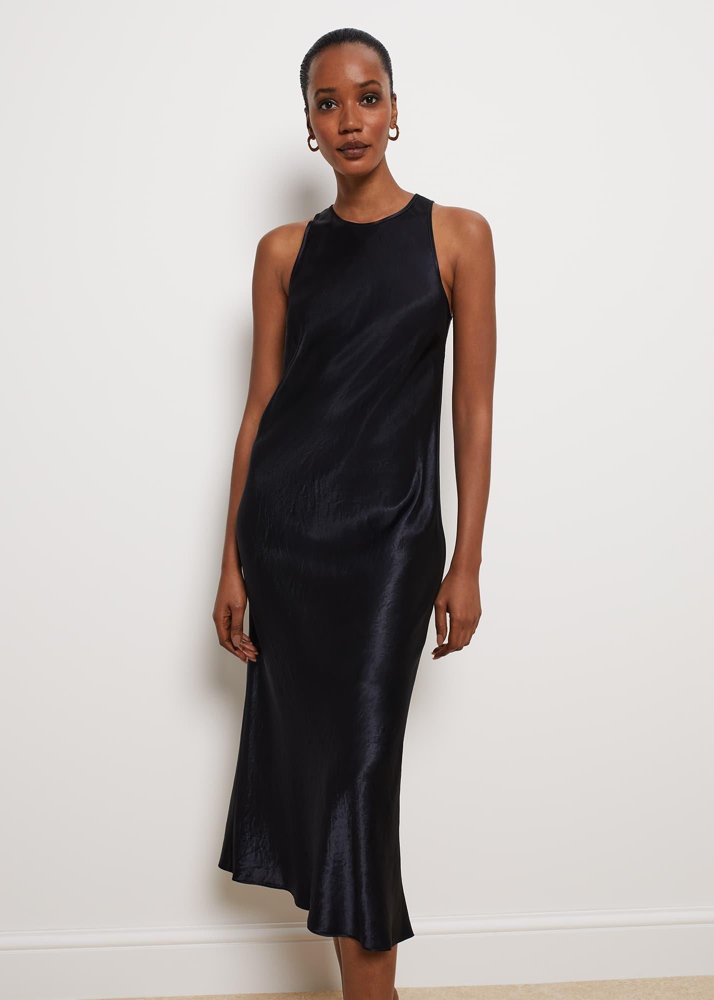 Ponsonby Satin Midi Dress, Hobbs Navy, hi-res