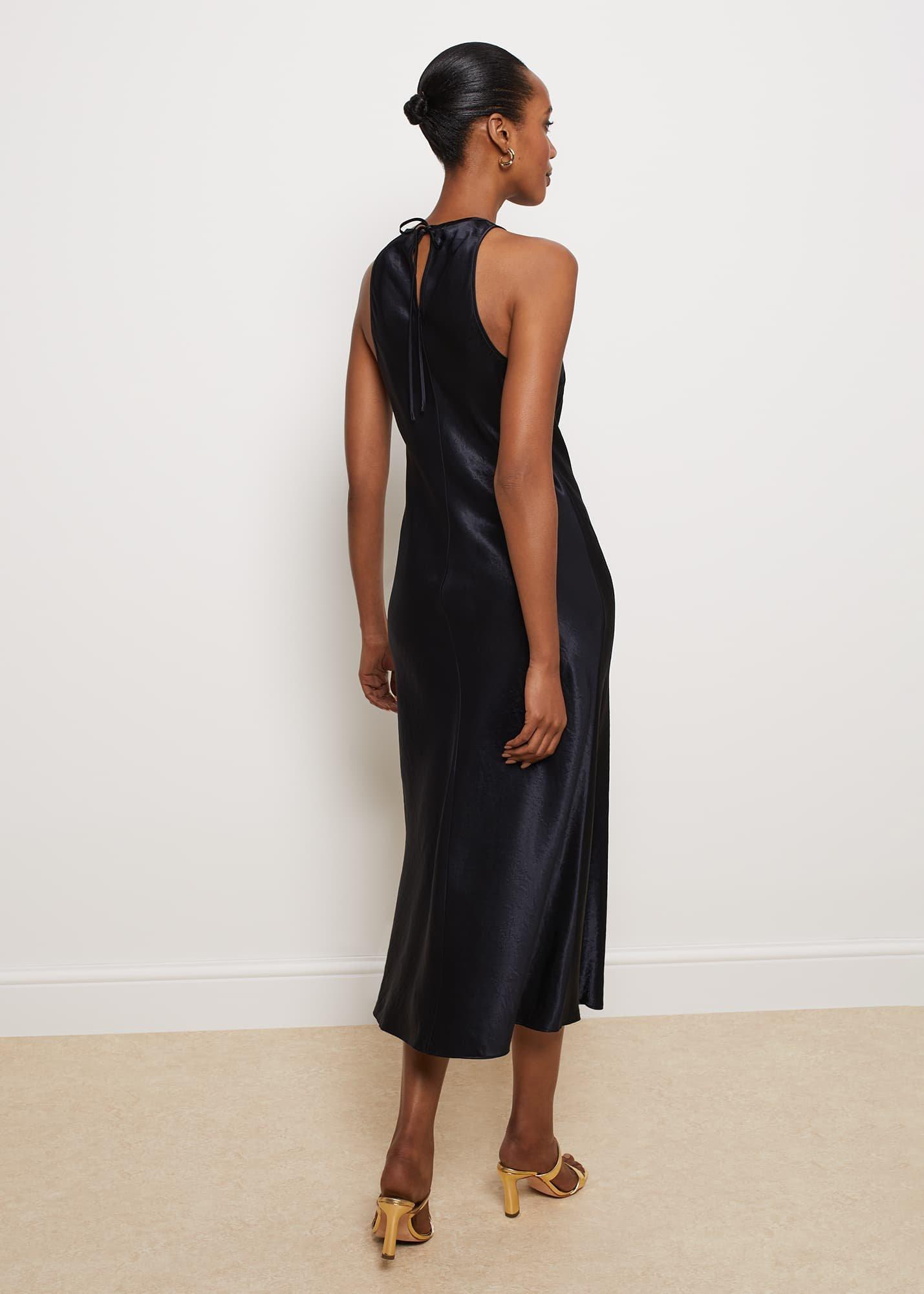 Ponsonby Satin Midi Dress, Hobbs Navy, hi-res