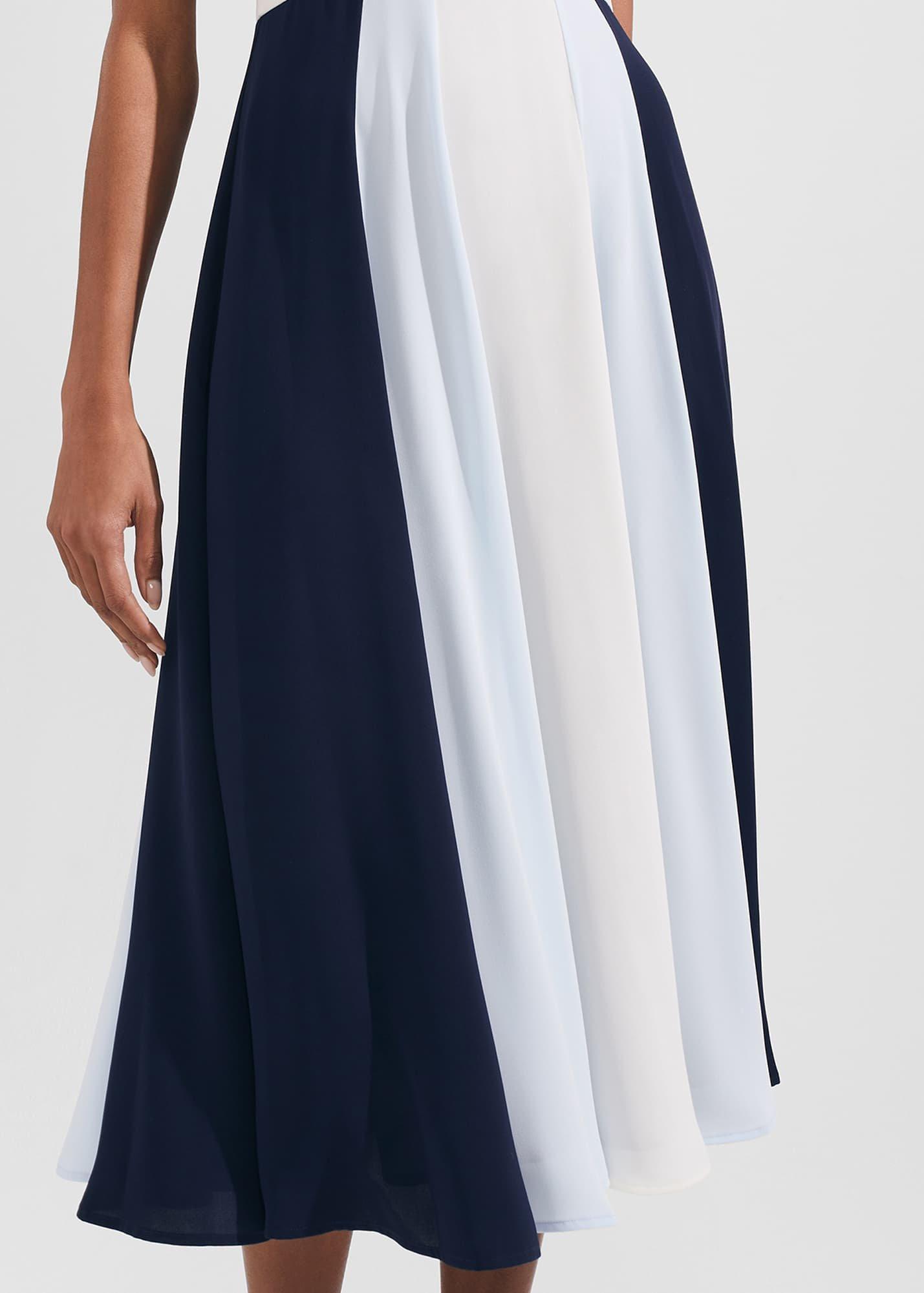 Jilly Fit And Flare Dress, Navy Blue Ivory, hi-res