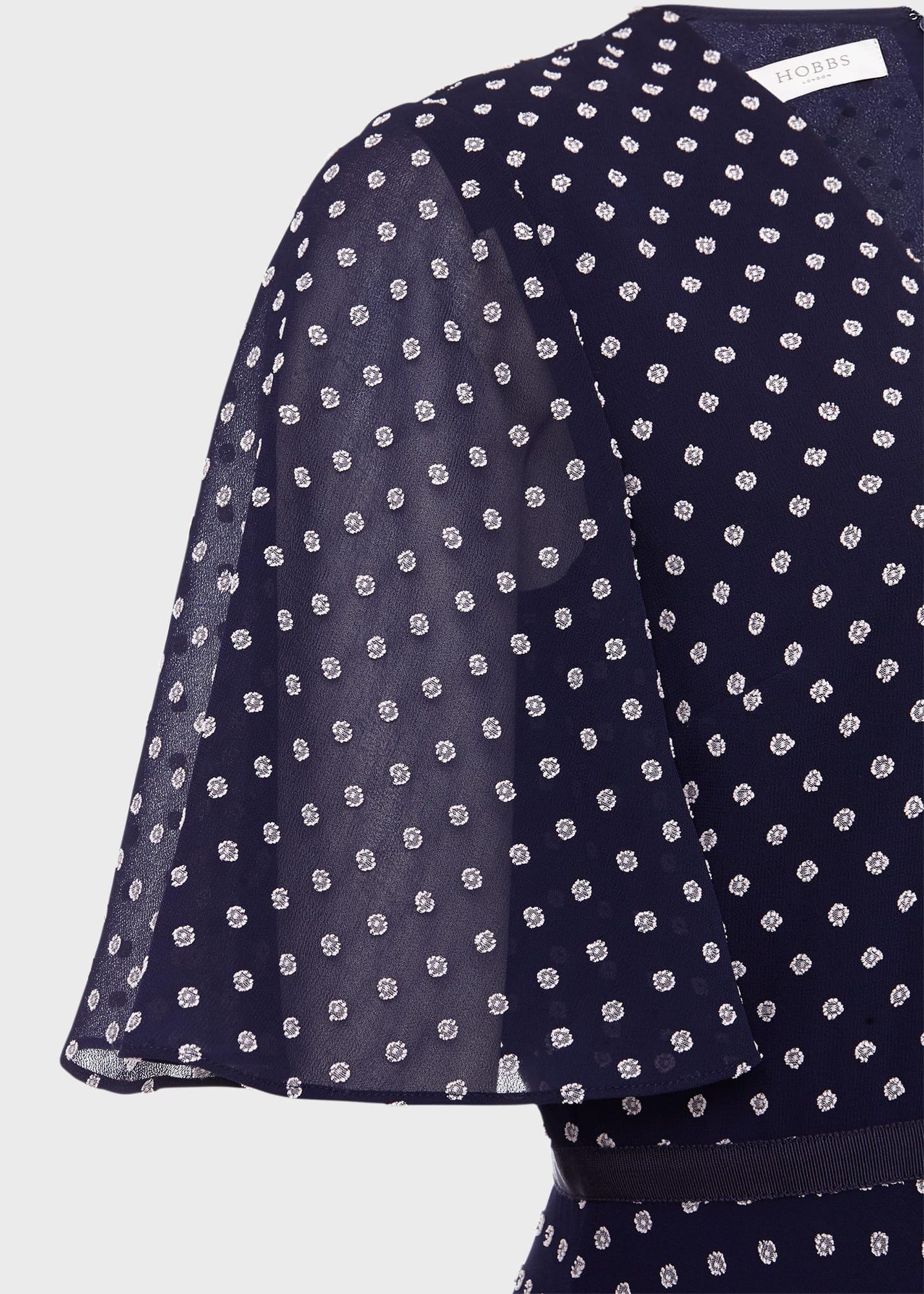 Celia Spot Fit And Flare Dress, Navy Pale Pink, hi-res