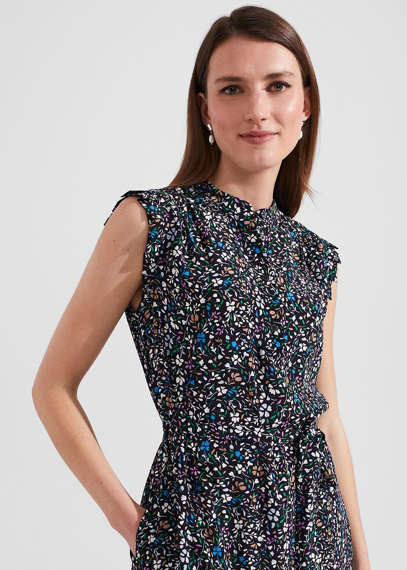 Frida Floral Belted Dress, Navy Multi, hi-res