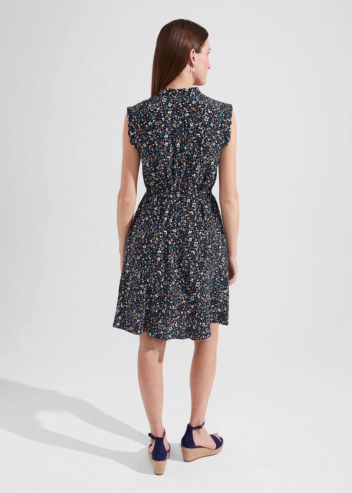 Frida Floral Belted Dress, Navy Multi, hi-res