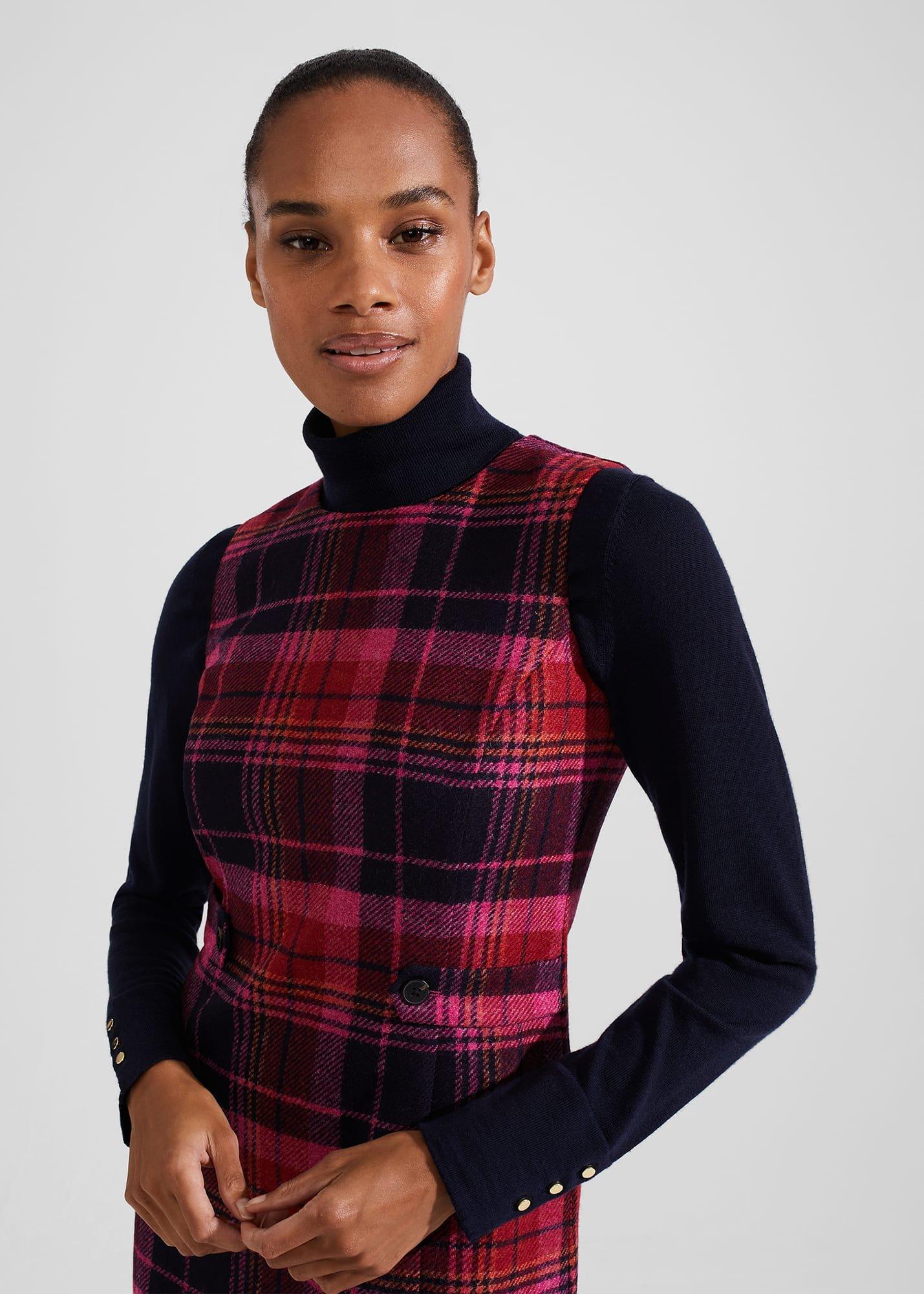 Sariah Wool Dress, Pink Navy Multi, hi-res