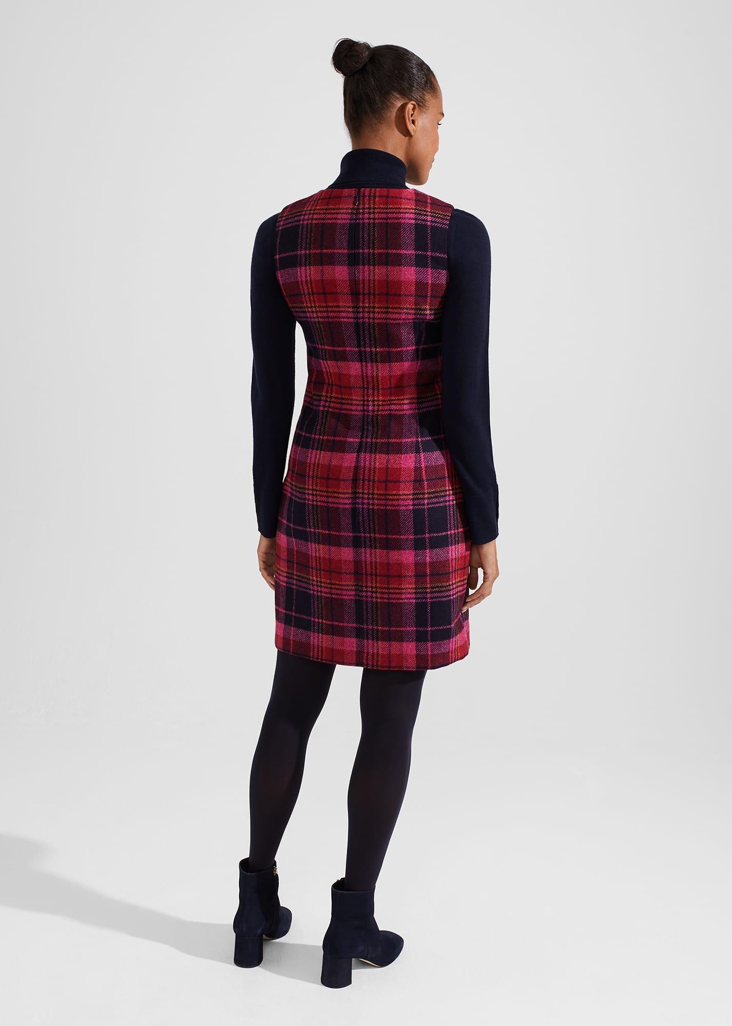 Sariah Wool Dress, Pink Navy Multi, hi-res