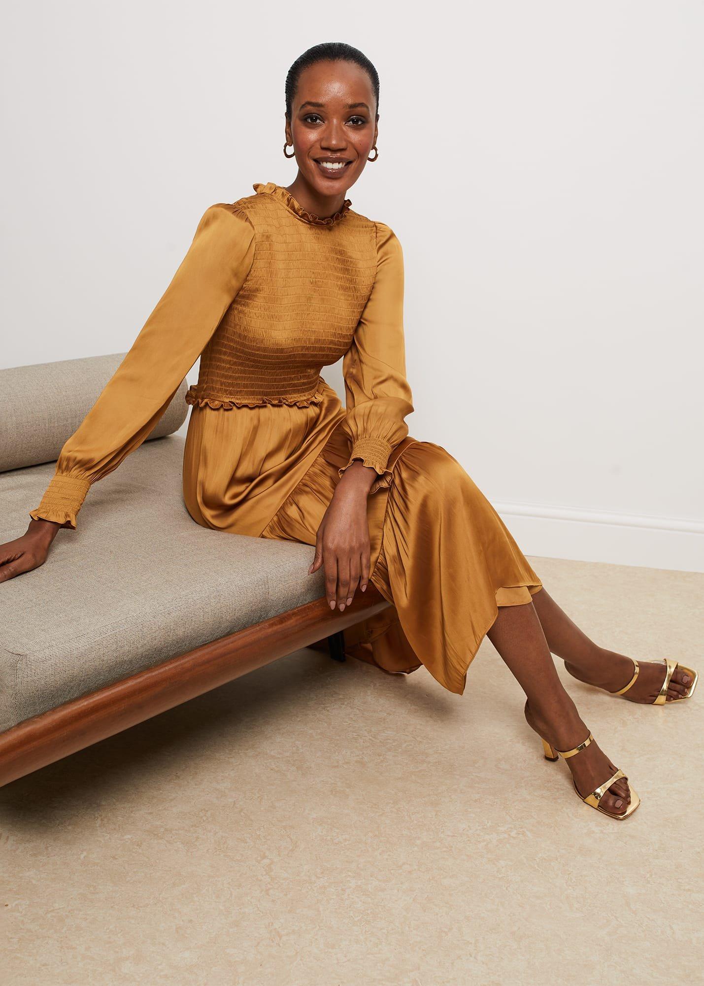 Beaumont Dress, Ochre, hi-res