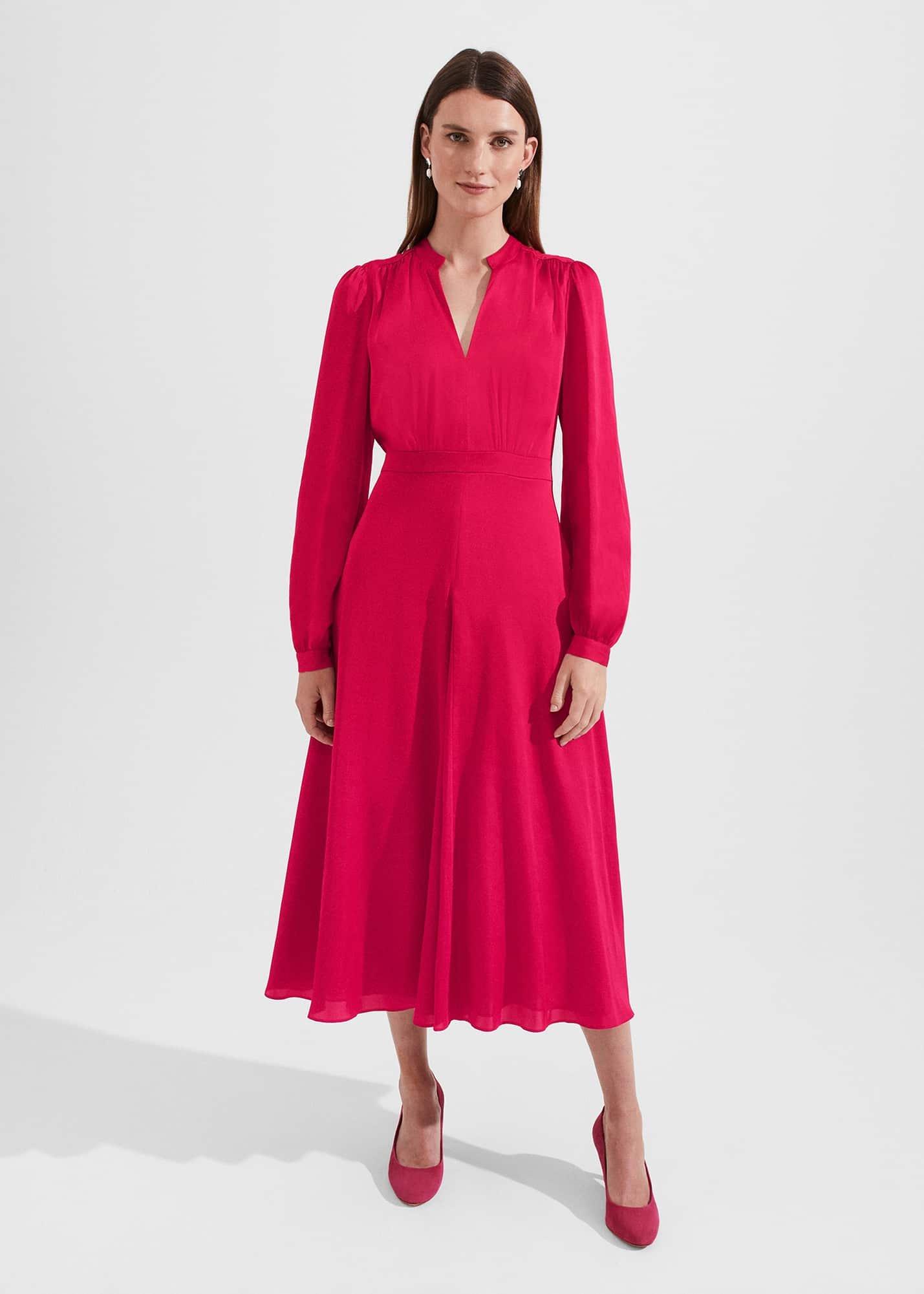 Petite Ivanna Fit And Flare Dress, Jam Pink, hi-res