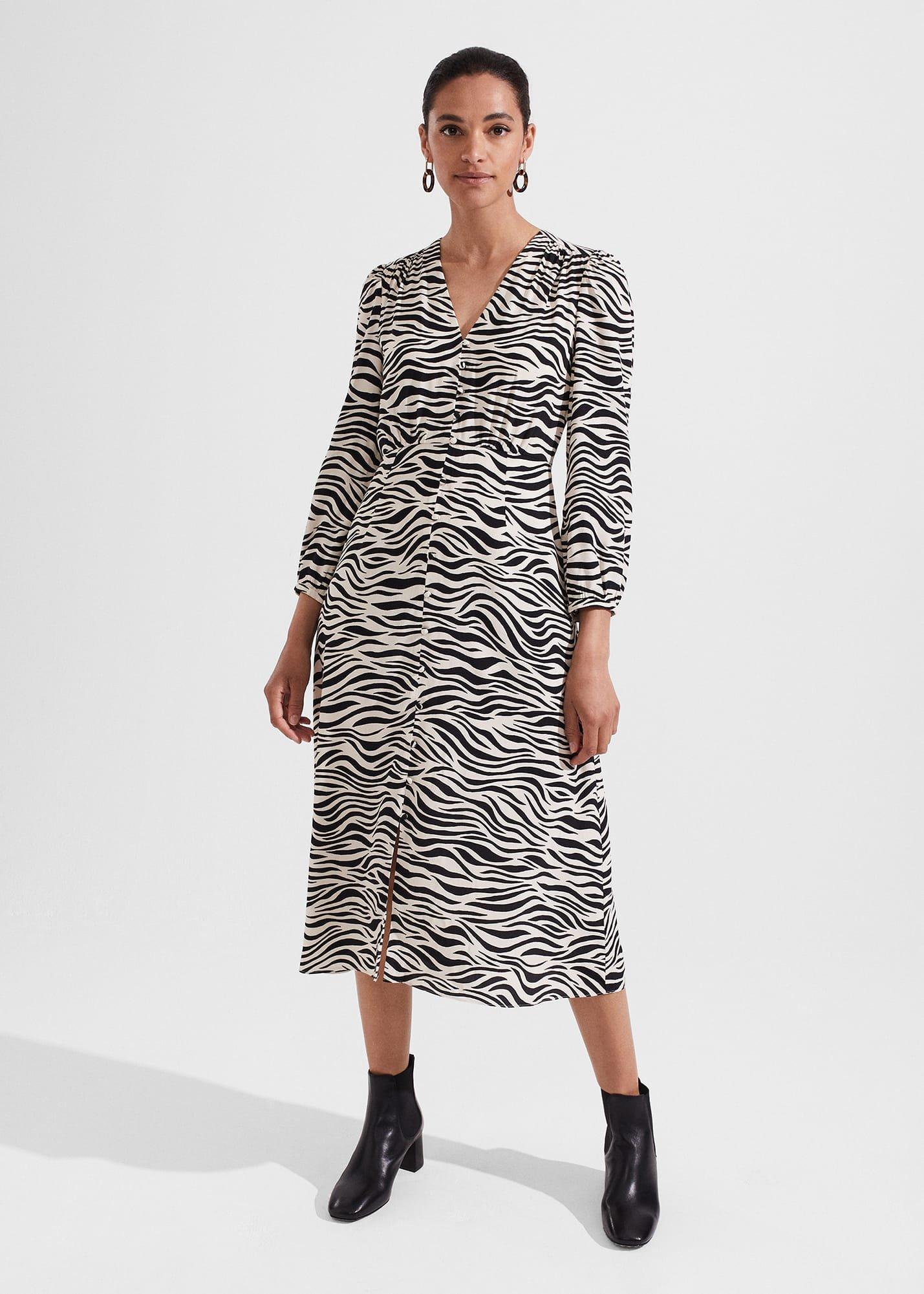 Indria Dress, Cream Black, hi-res