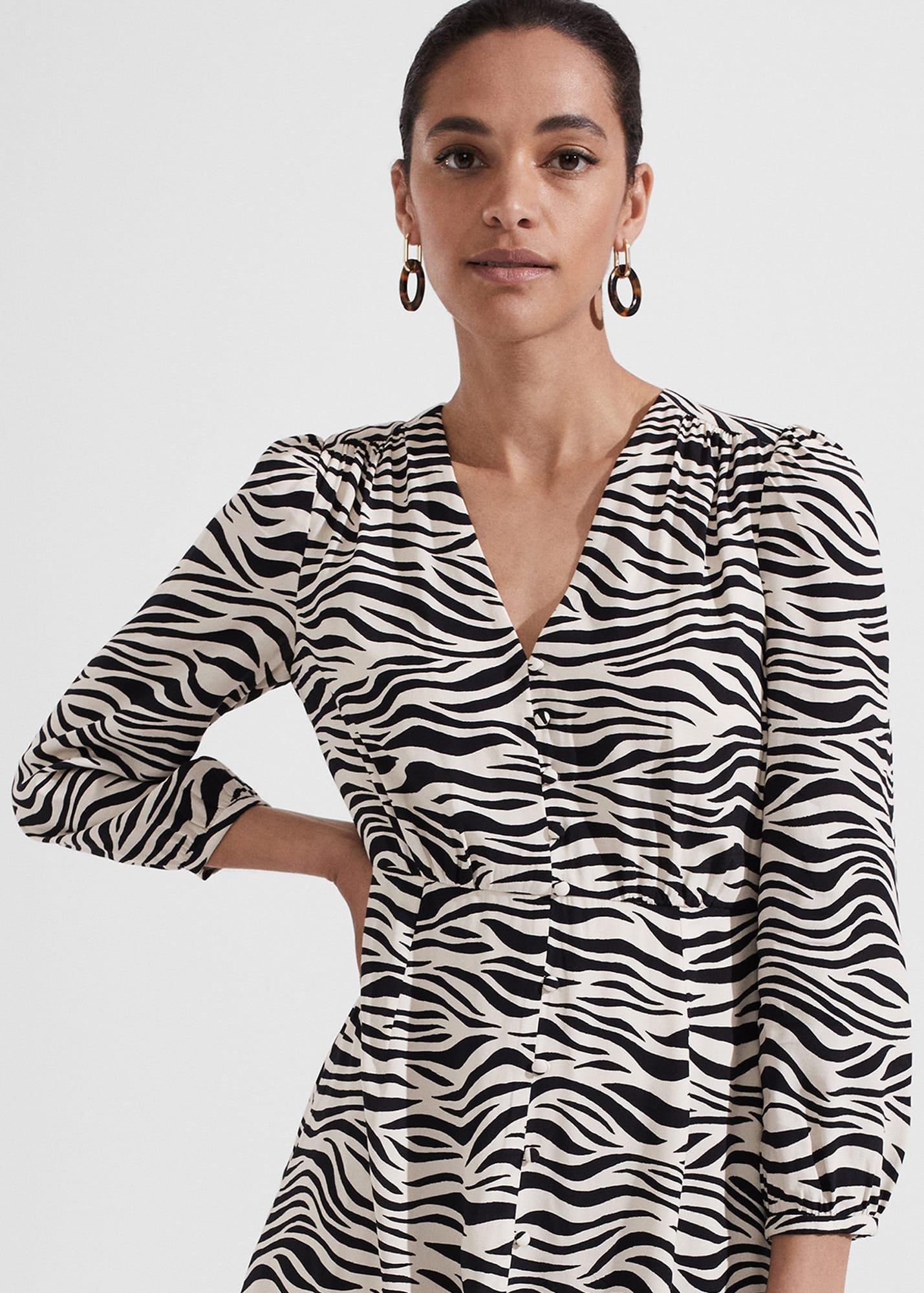 Indria Dress, Cream Black, hi-res