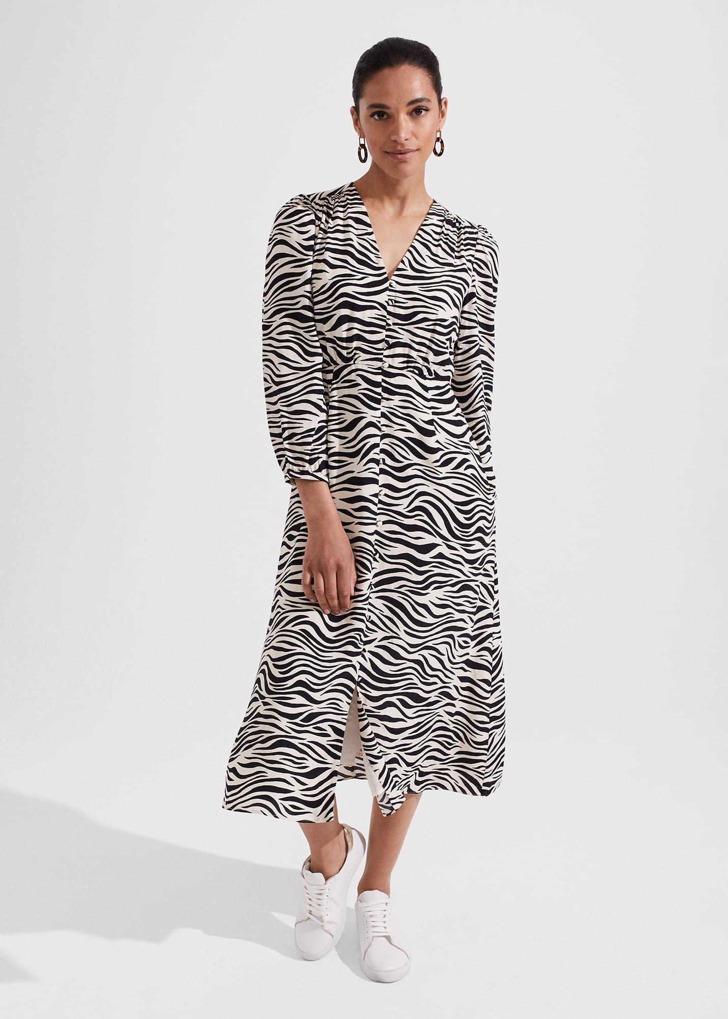 Indria Dress, Cream Black, hi-res