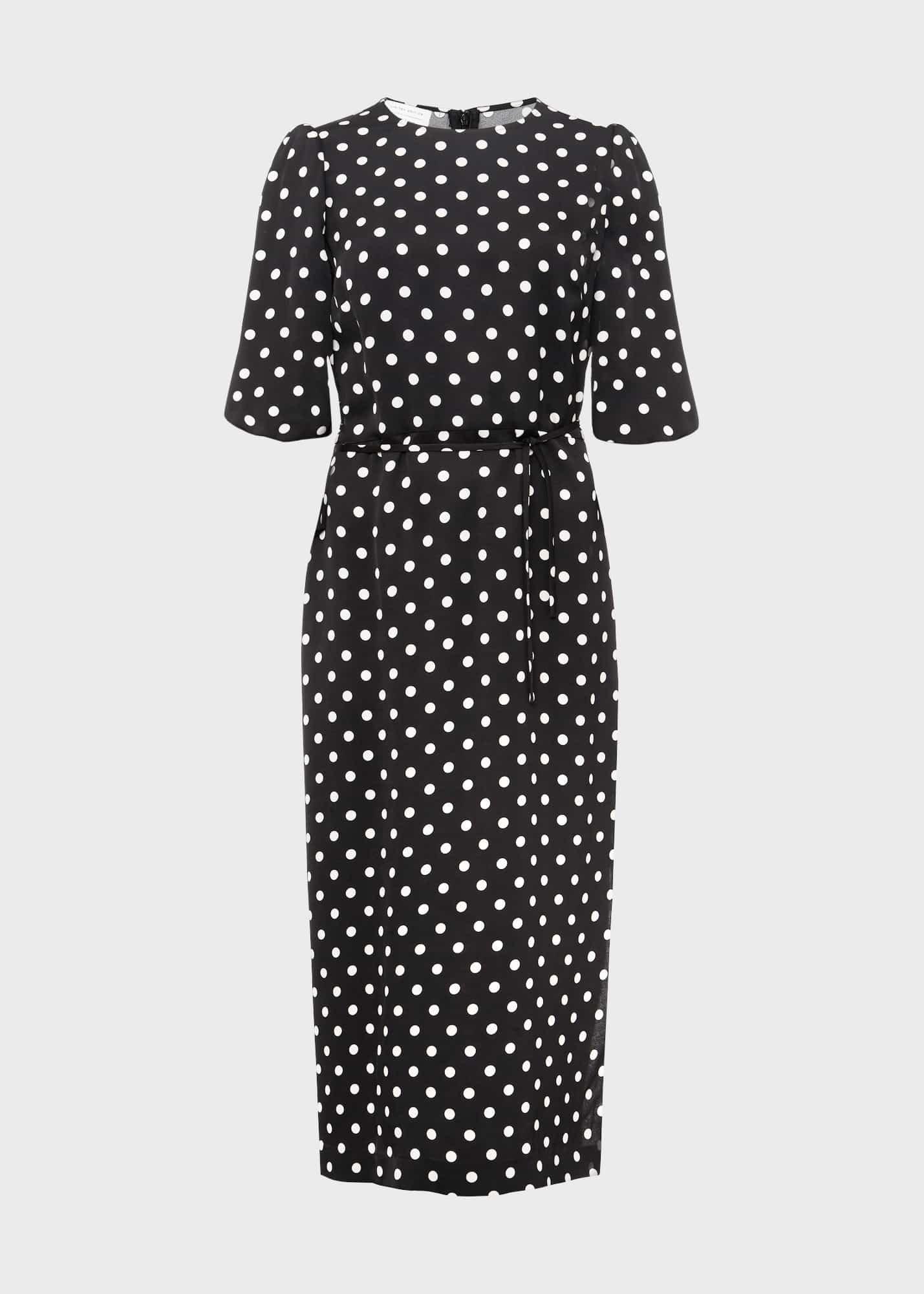 Charlton Spot Dress, Black Cream, hi-res