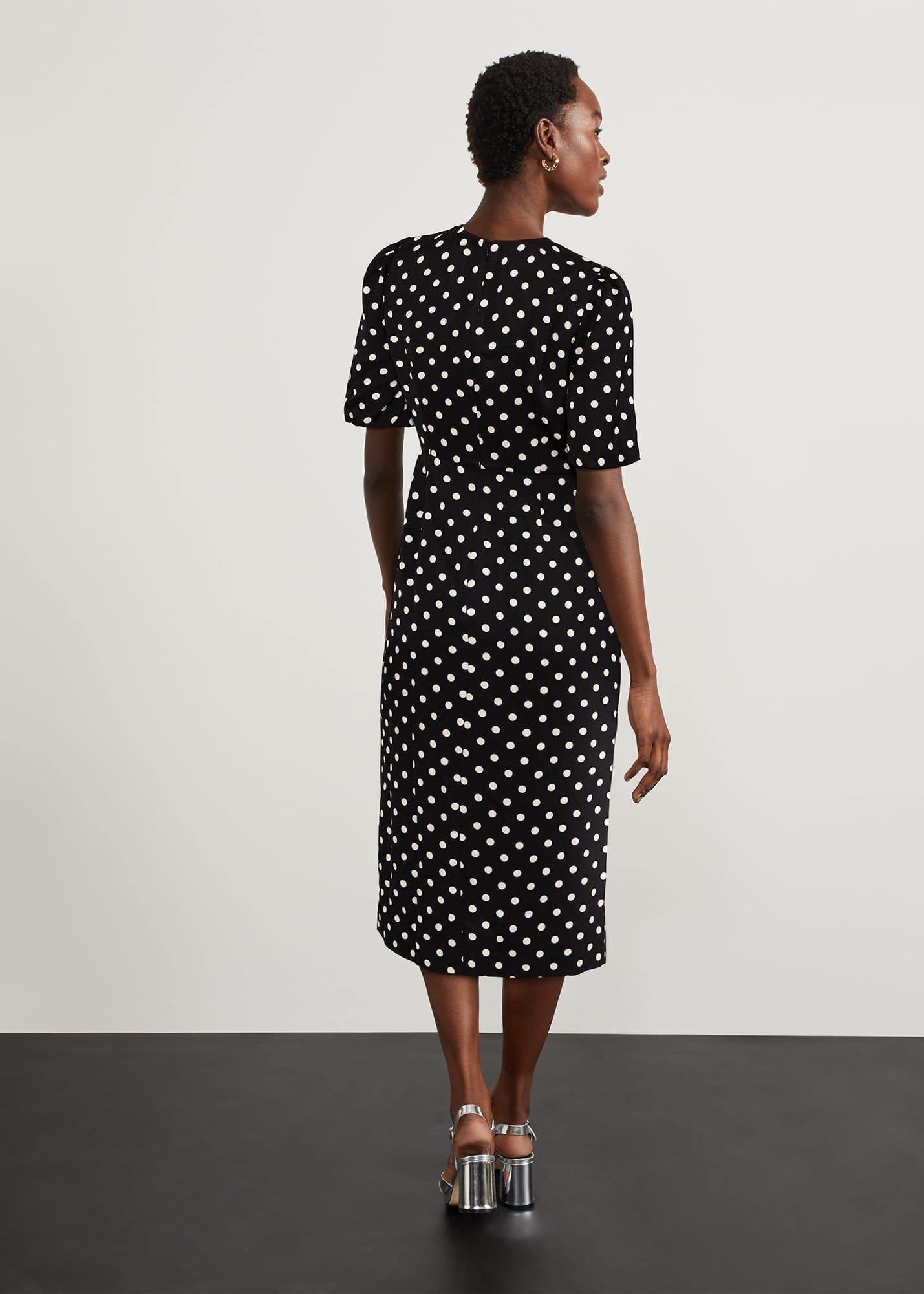 Charlton Spot Dress, Black Cream, hi-res