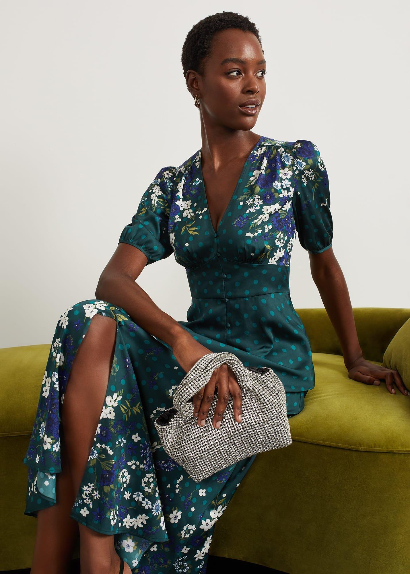 Bourchier Fit And Flare Dress, Green Multi, hi-res