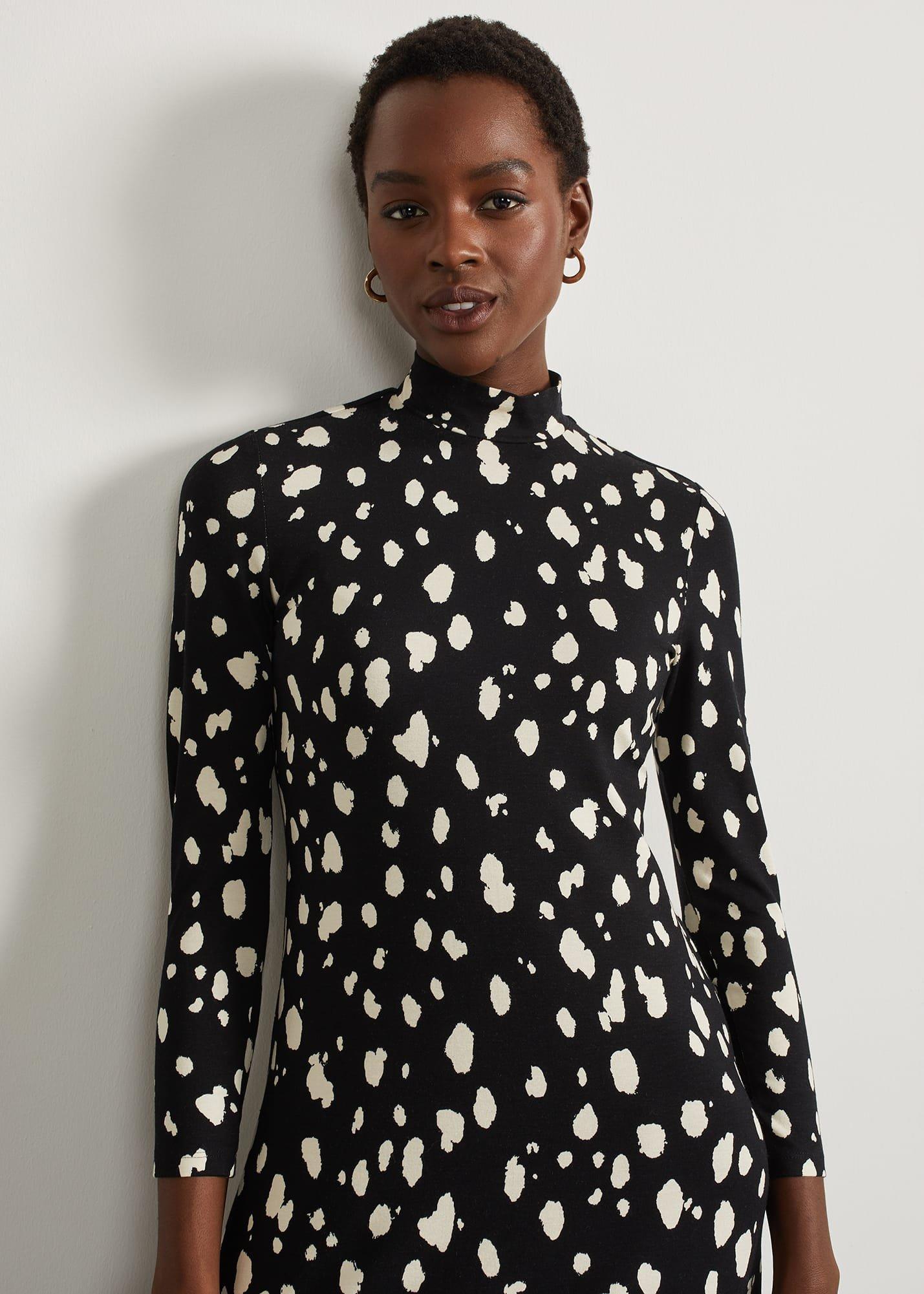 Alcott Jersey Dress, Black Cream, hi-res