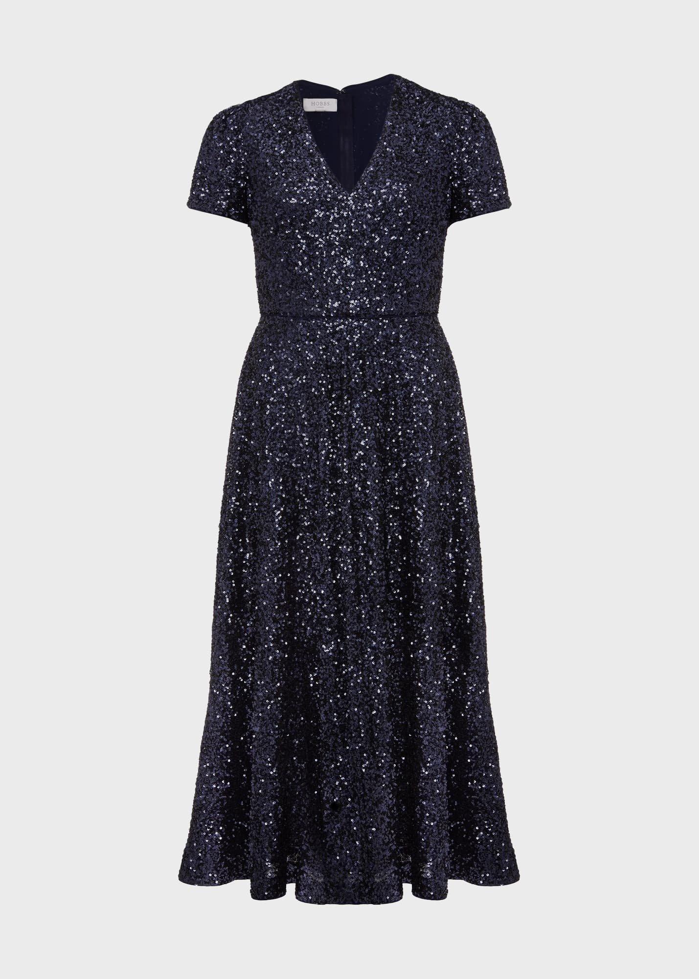 Tatiana Sequin Dress, Midnight Navy, hi-res
