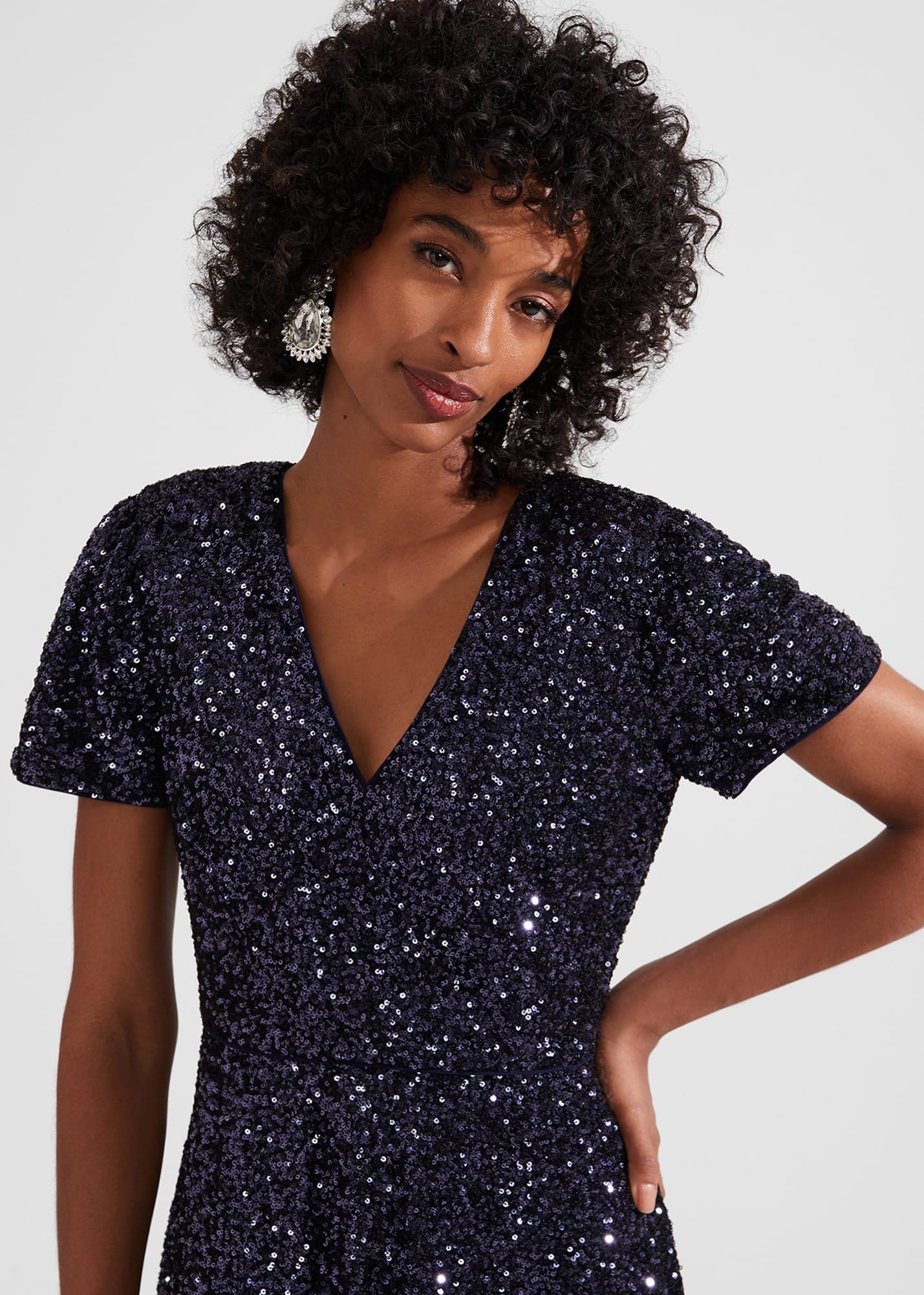 Tatiana Sequin Dress, Midnight Navy, hi-res