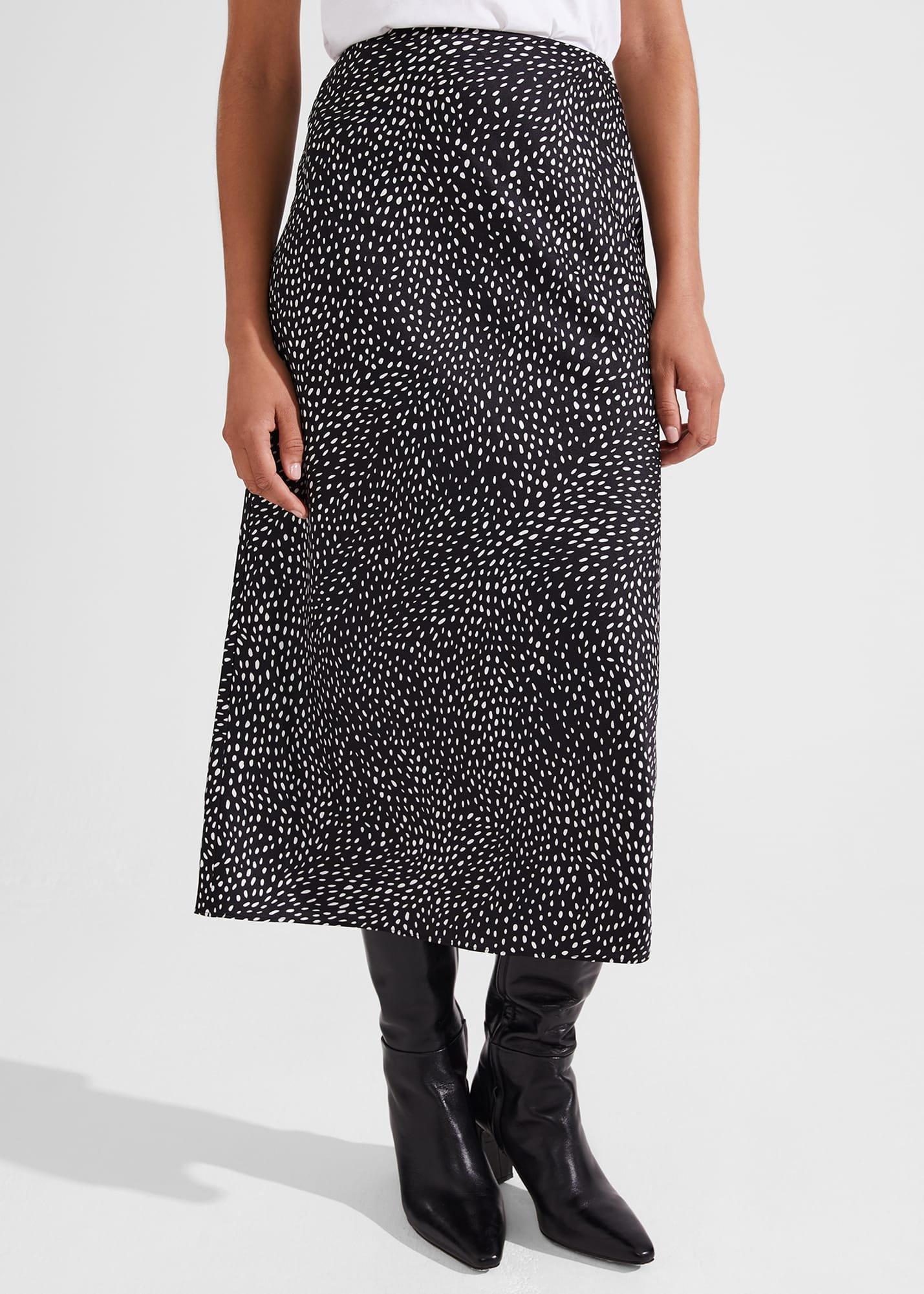 Jas Satin Skirt, Black Ivory, hi-res