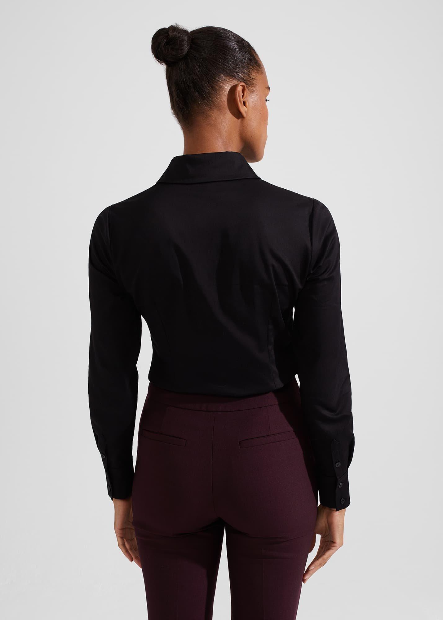 Victoria Cotton Shirt, Black, hi-res