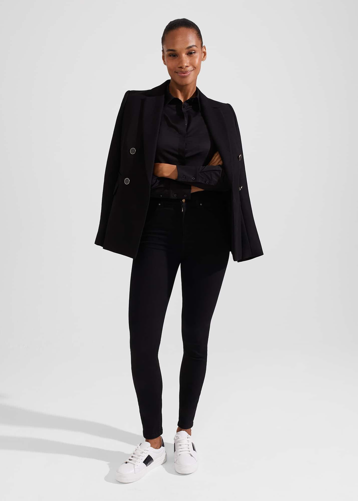 Victoria Cotton Shirt, Black, hi-res