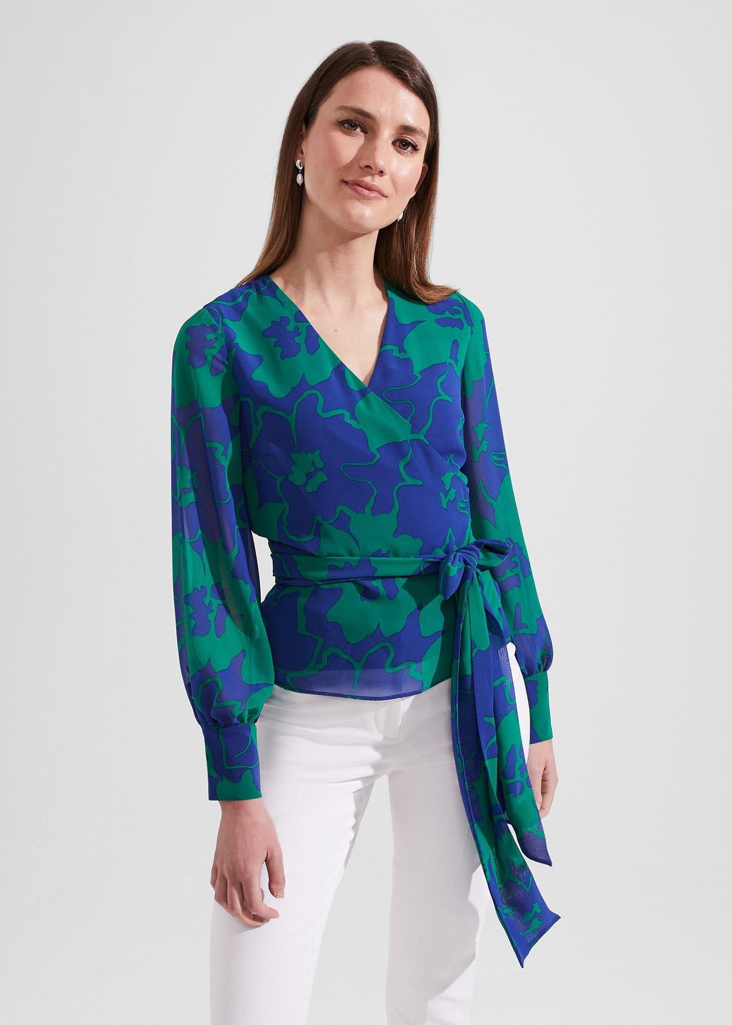 Elizabeth Printed Wrap Blouse
