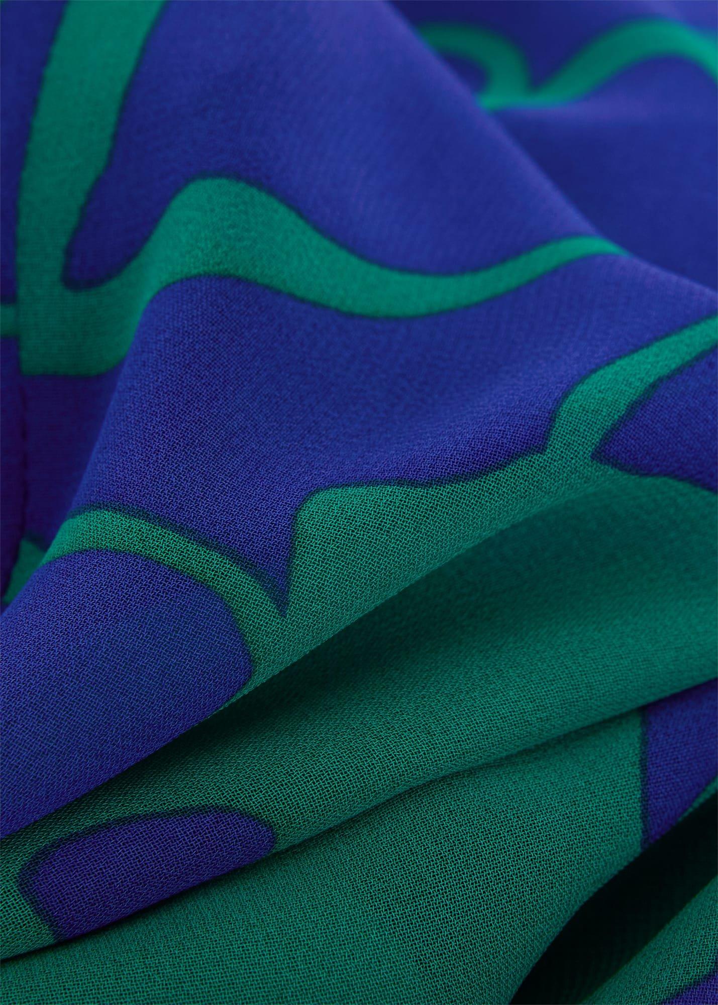 Elizabeth Printed Wrap Blouse, Blue Green, hi-res