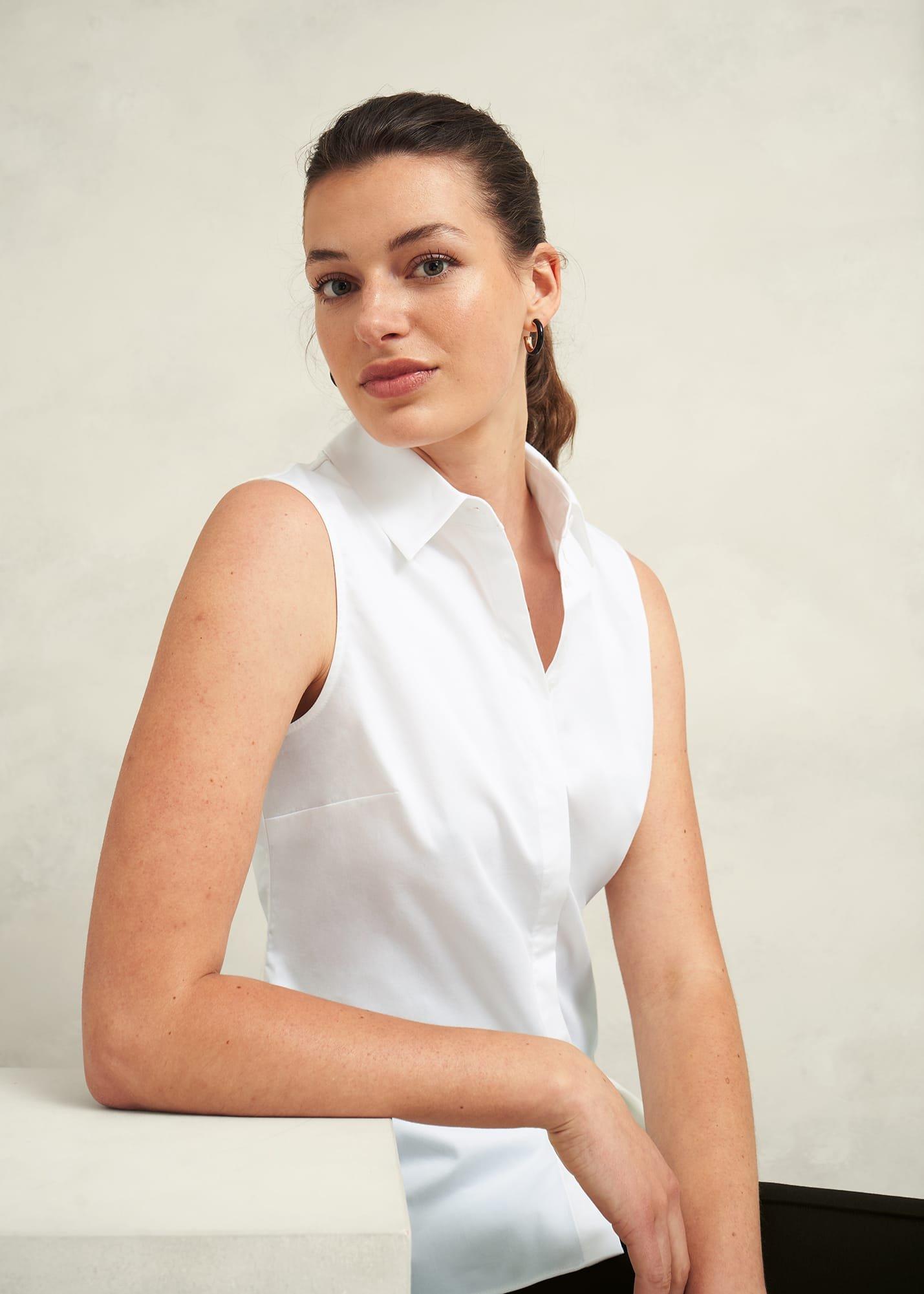 Vic Sleeveless Shirt , White, hi-res