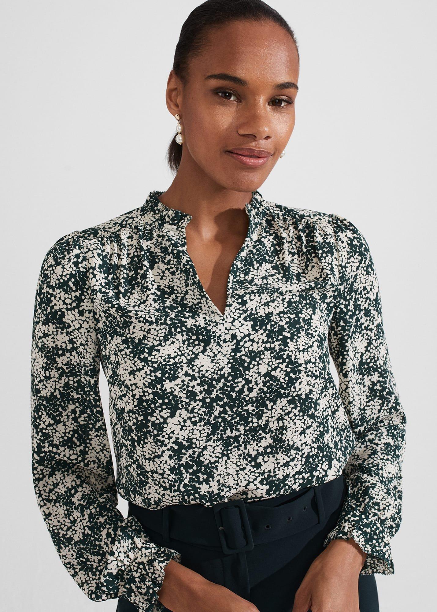 Delany Blouse, Green Ivory, hi-res