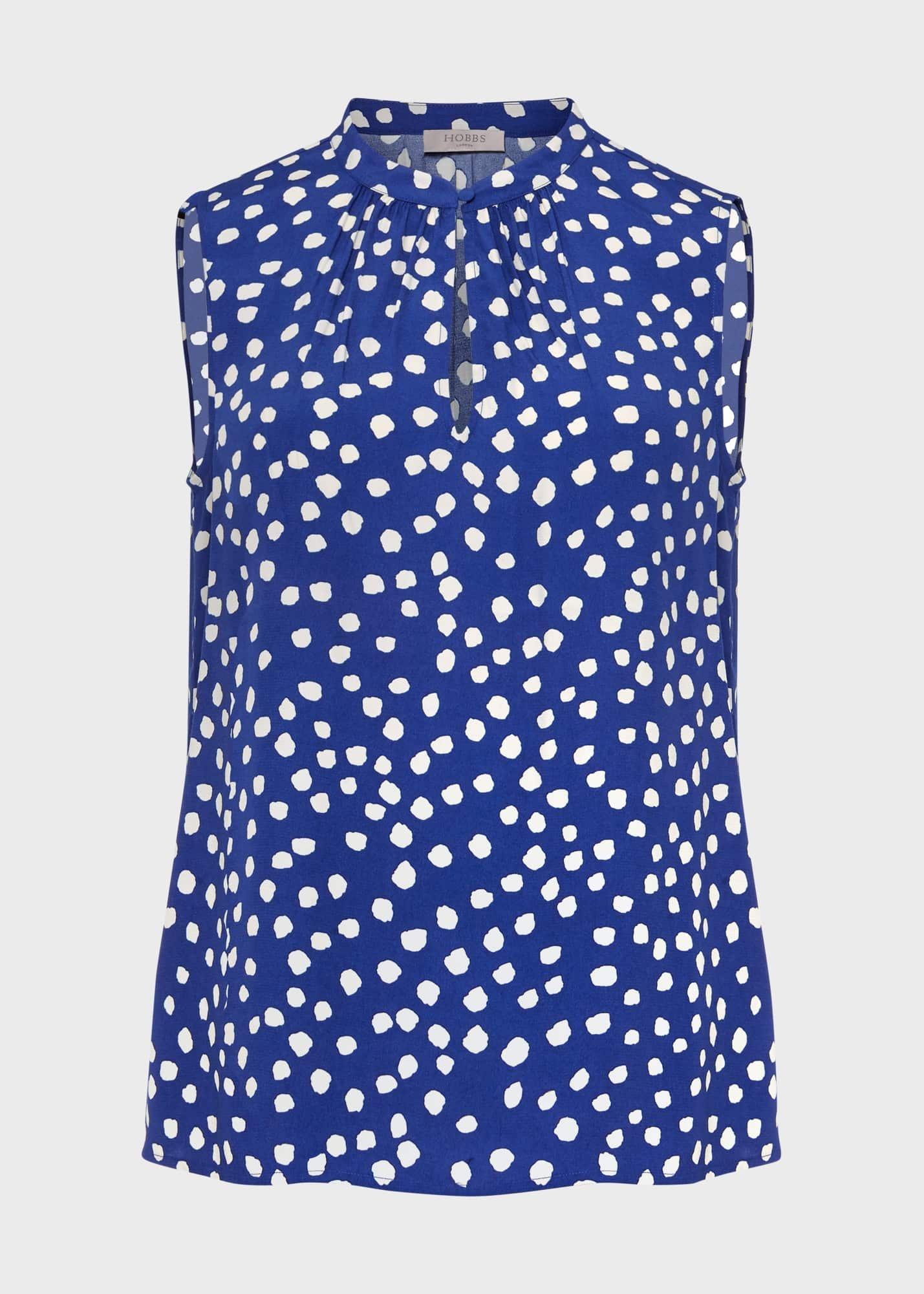 Heidi Spot Top, Deep Blue Cream, hi-res
